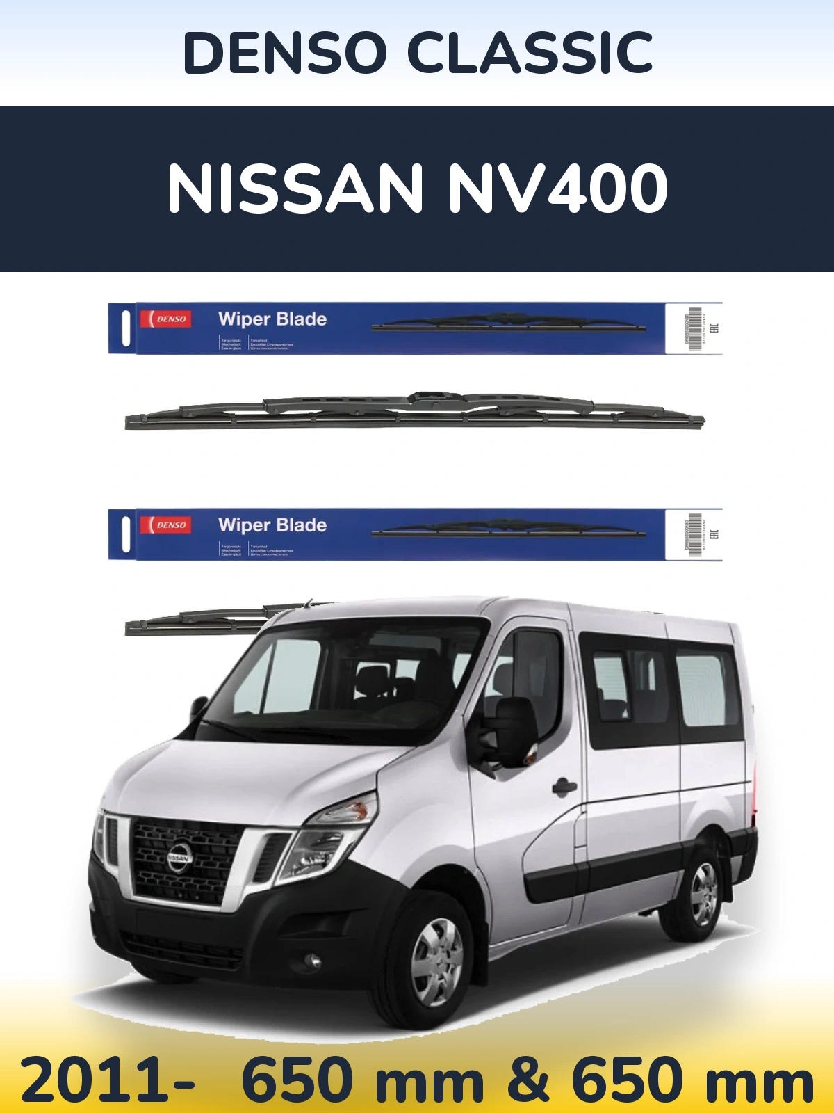 Komplet przednich wycieraczek Denso Classic 650 & 650 mm do Nissan NV400 2011-2026