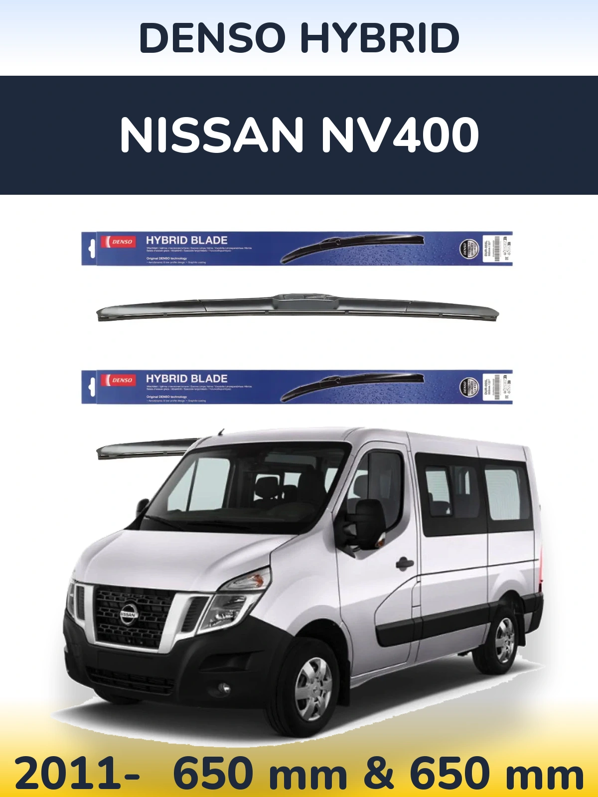 Komplet przednich wycieraczek Denso Hybrid 650 & 650 mm do Nissan NV400 2011-2026