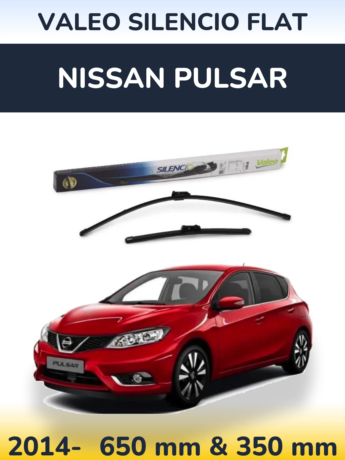 Комплект передних дворников Valeo Silencio Flat 650 & 350 мм для Nissan Pulsar 2014-2026