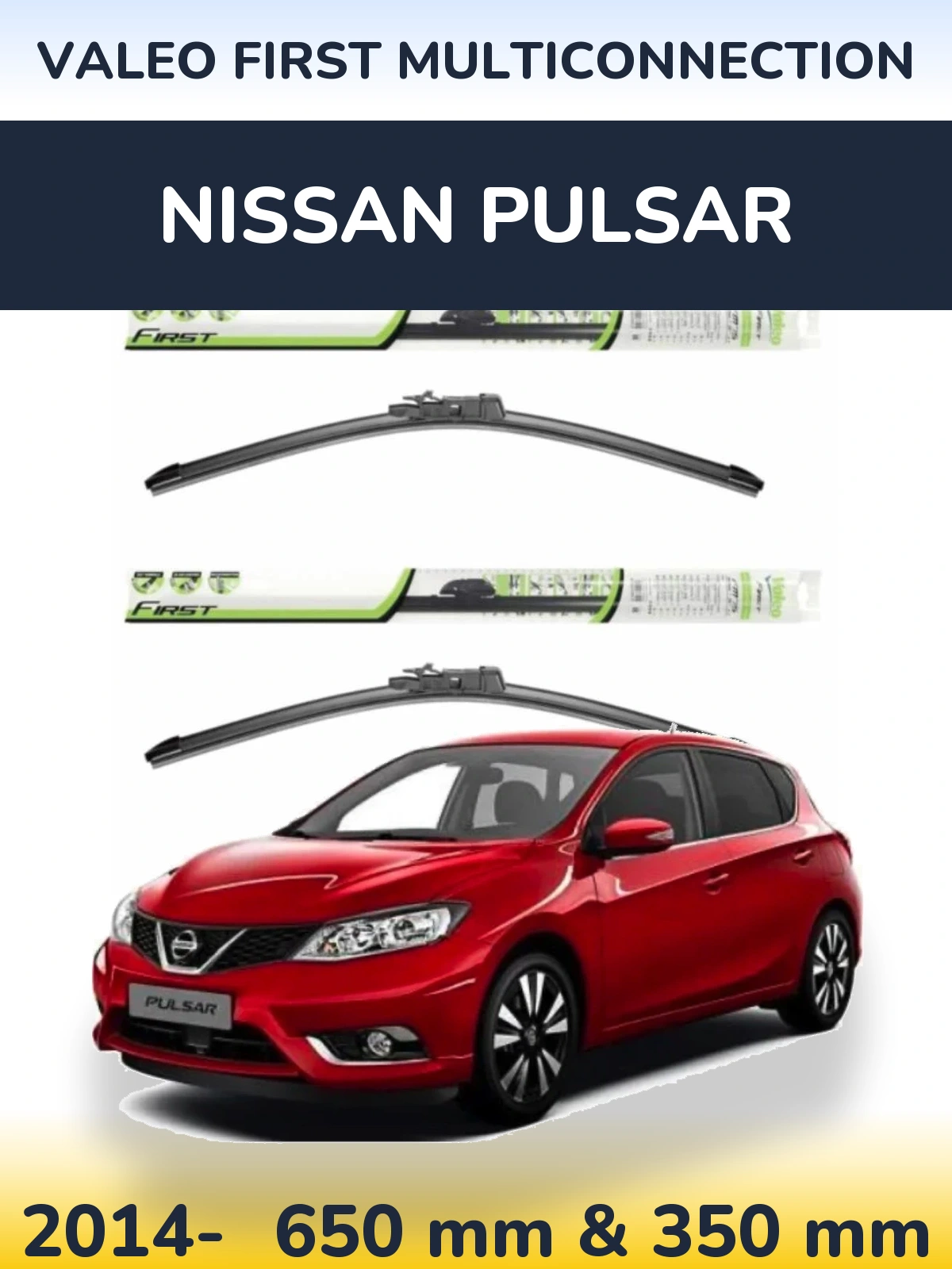 Комплект передних дворников Valeo First MultiConnection 650 & 350 мм для Nissan Pulsar 2014-2026