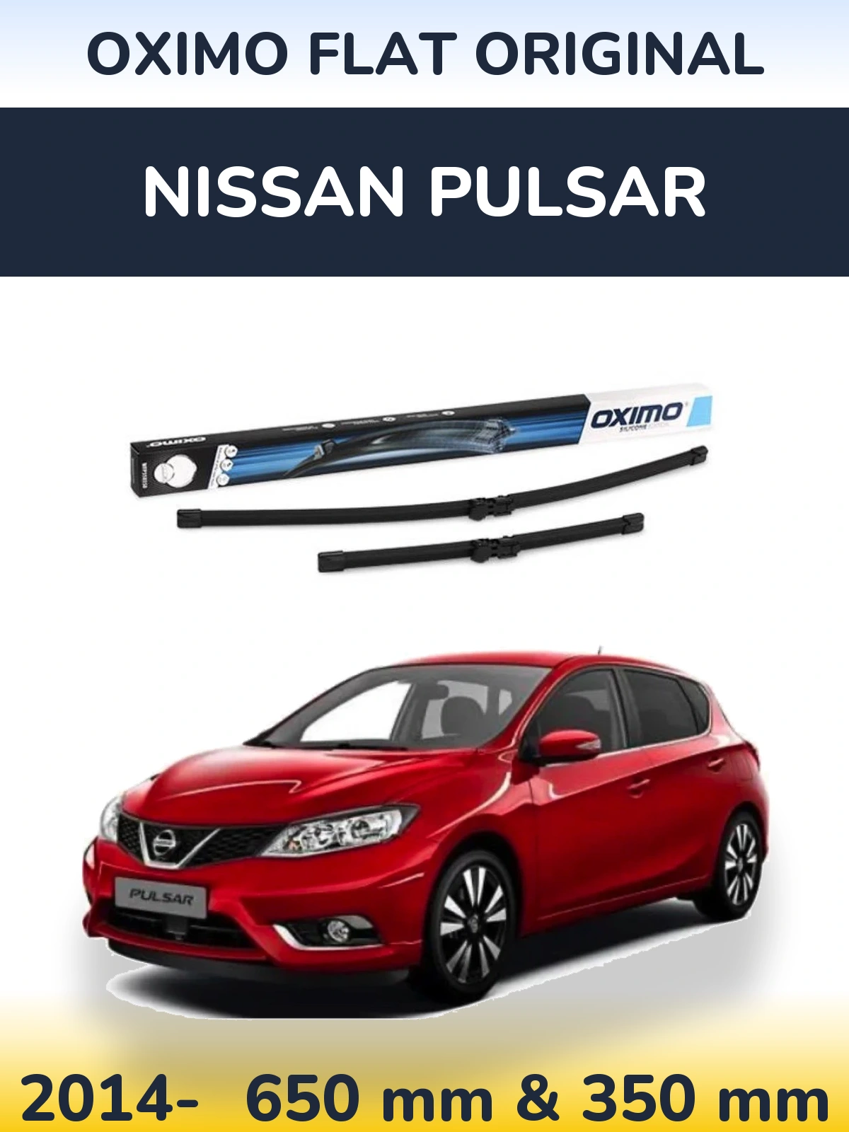 Комплект передних дворников Oximo Flat Original 650 & 350 мм для Nissan Pulsar 2014-2026