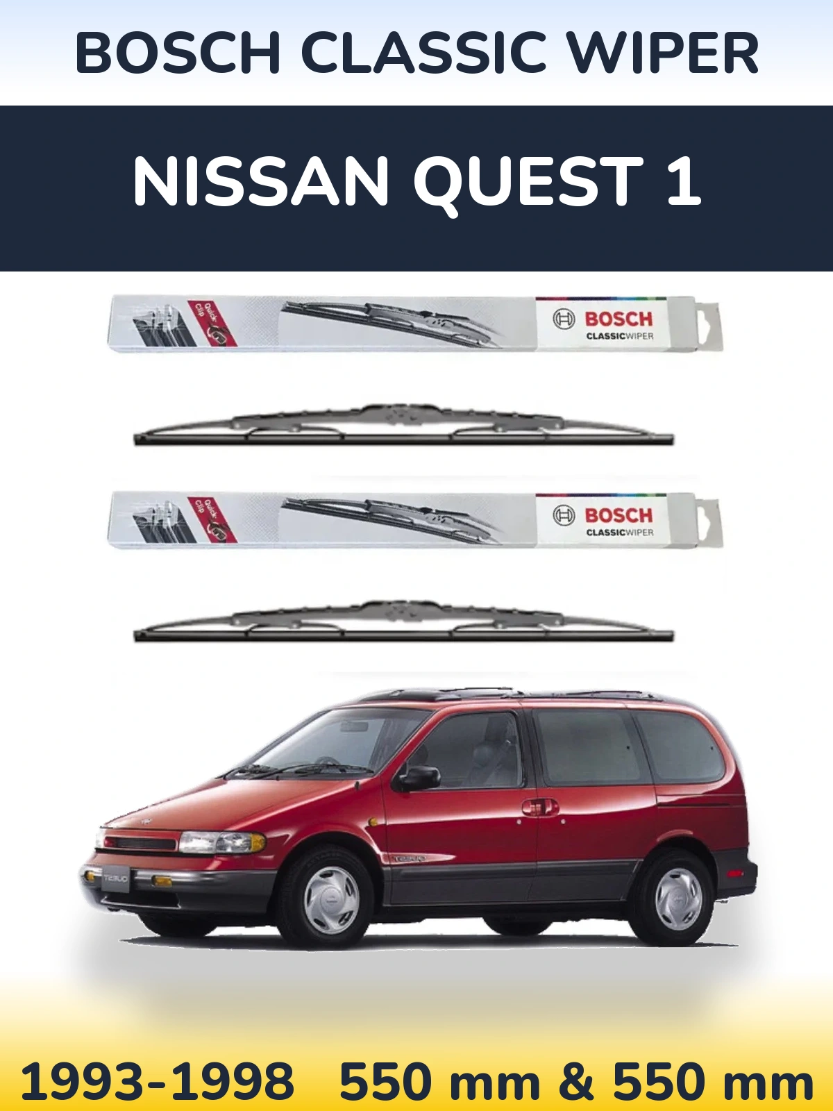 Komplet przednich wycieraczek BOSCH Classic Wiper 550 & 550 mm do Nissan Quest 1 1993-1998