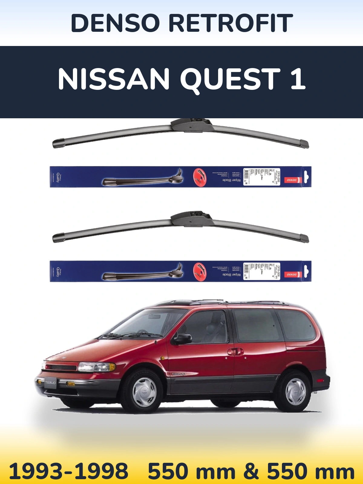Комплект передних дворников Denso Retrofit 550 & 550 мм для Nissan Quest 1 1993-1998
