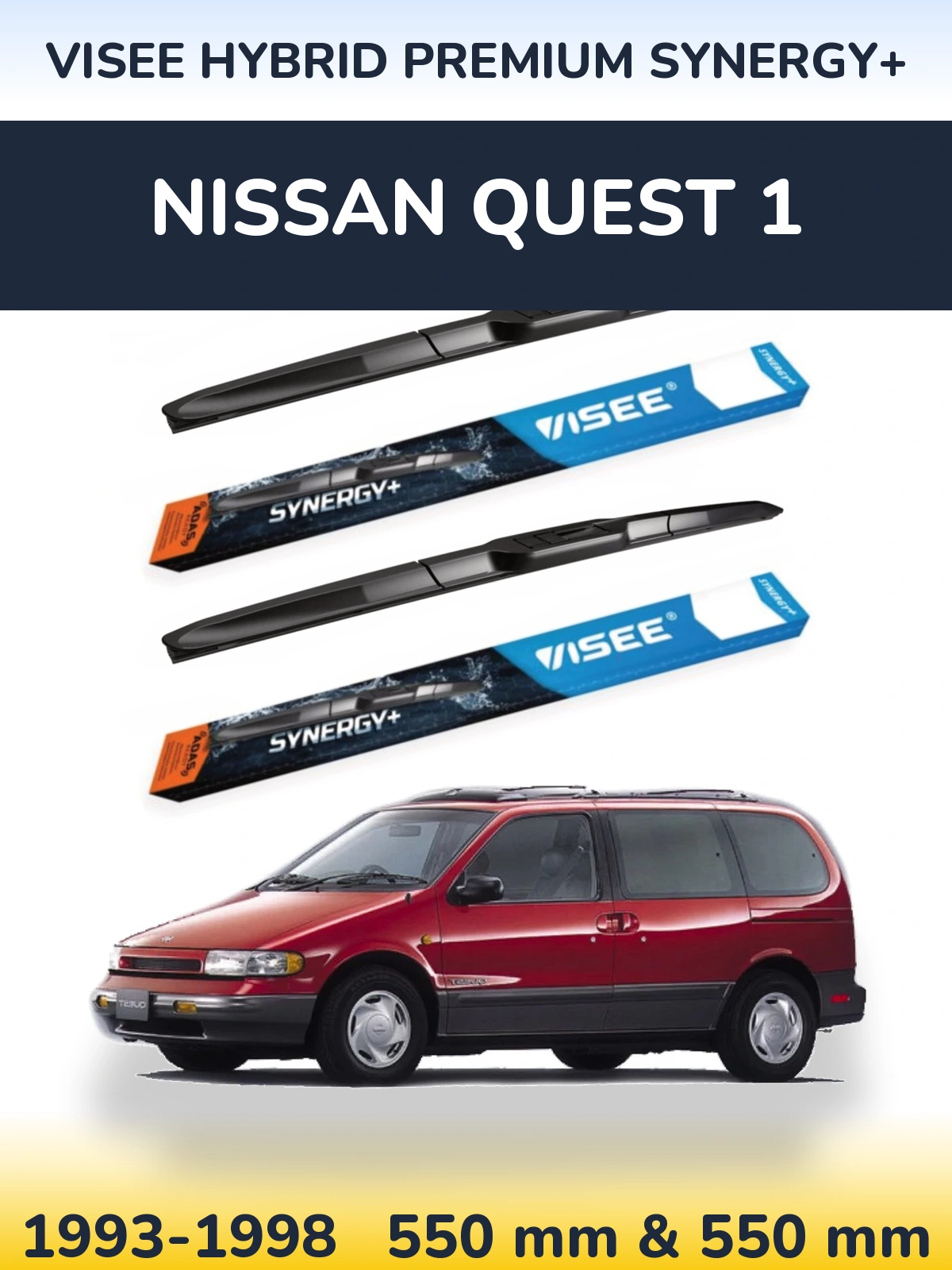 Komplet przednich wycieraczek VISEE HYBRID PREMIUM SYNERGY+ 550 & 550 mm do Nissan Quest 1 1993-1998