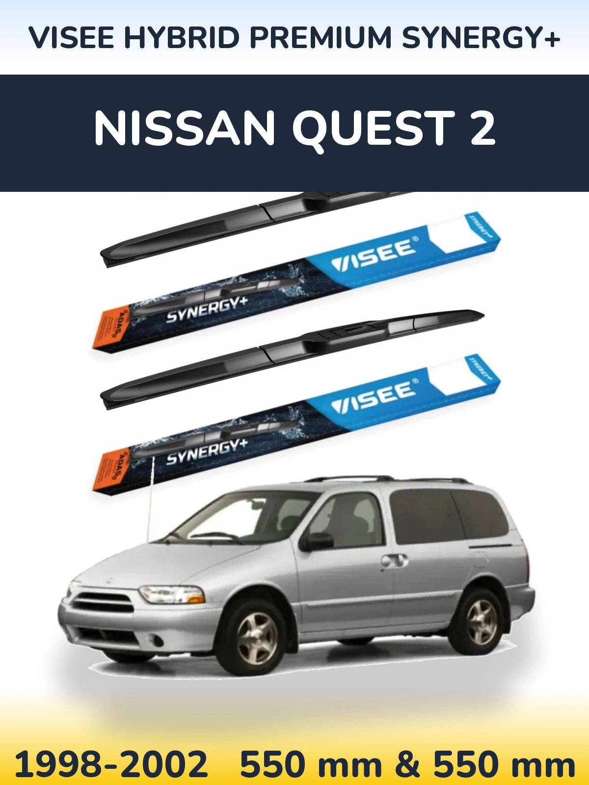 Komplet przednich wycieraczek VISEE HYBRID PREMIUM SYNERGY+ 550 & 550 mm do Nissan Quest 2 1998-2002