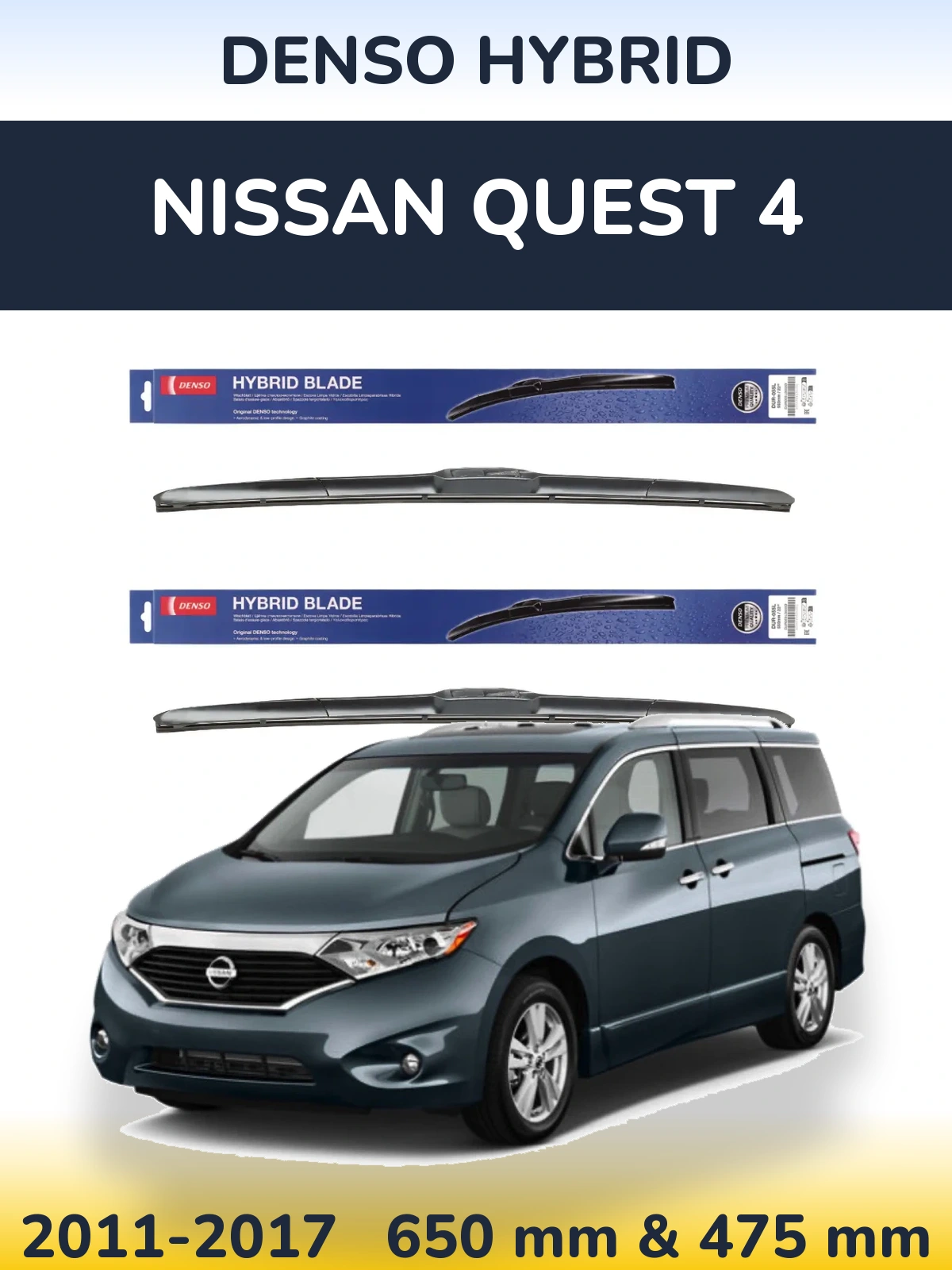 Komplet przednich wycieraczek Denso Hybrid 650 & 475 mm do Nissan Quest 4 2011-2017