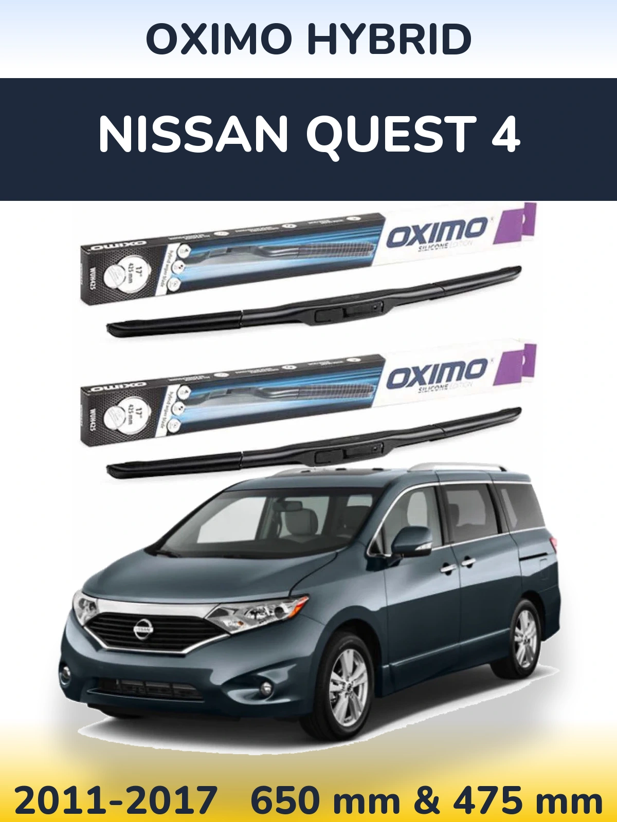 Komplet przednich wycieraczek Oximo Hybrid 650 & 475 mm do Nissan Quest 4 2011-2017