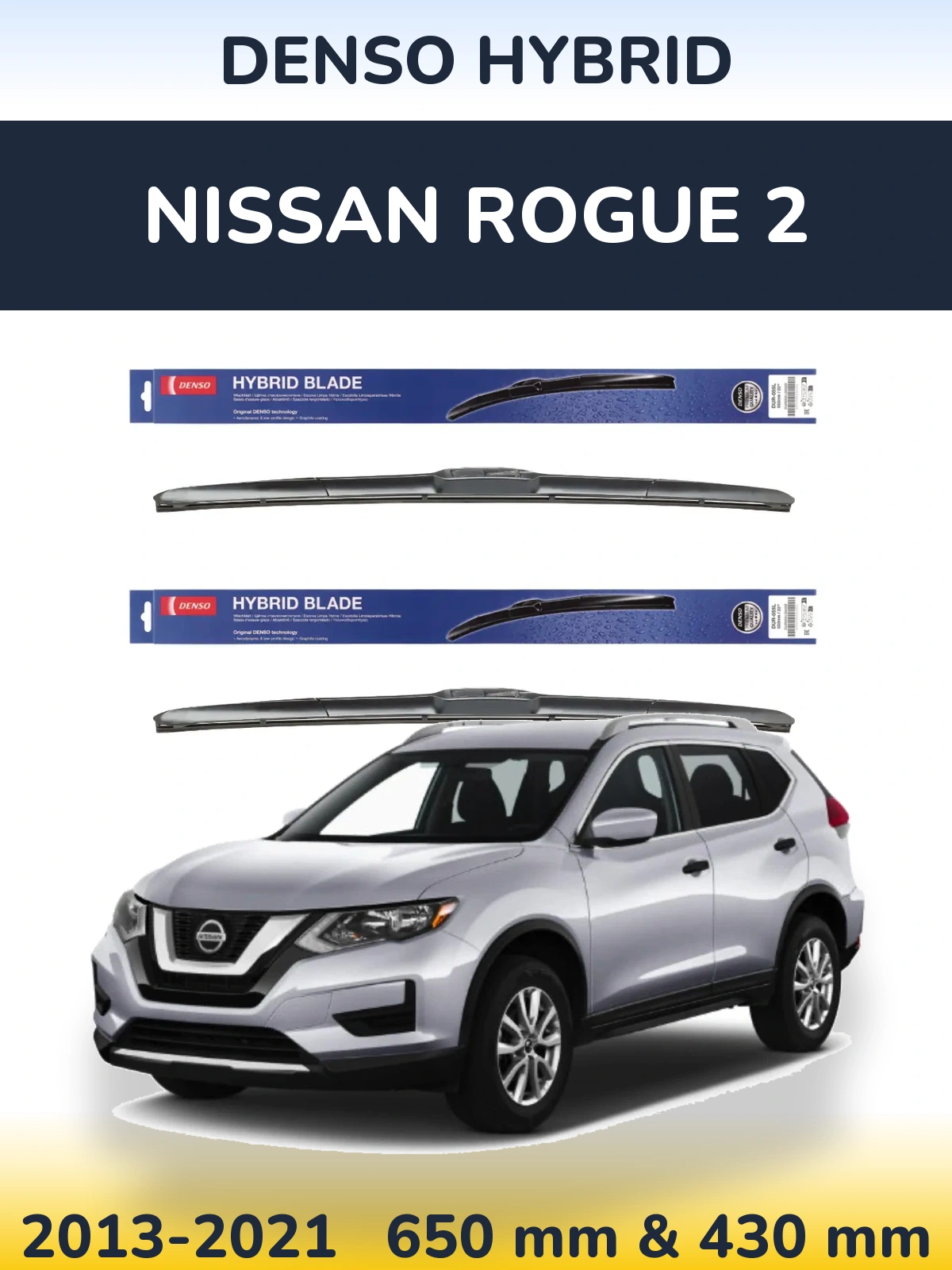 Komplet przednich wycieraczek Denso Hybrid 650 & 430 mm do Nissan Rogue 2 2013-2021