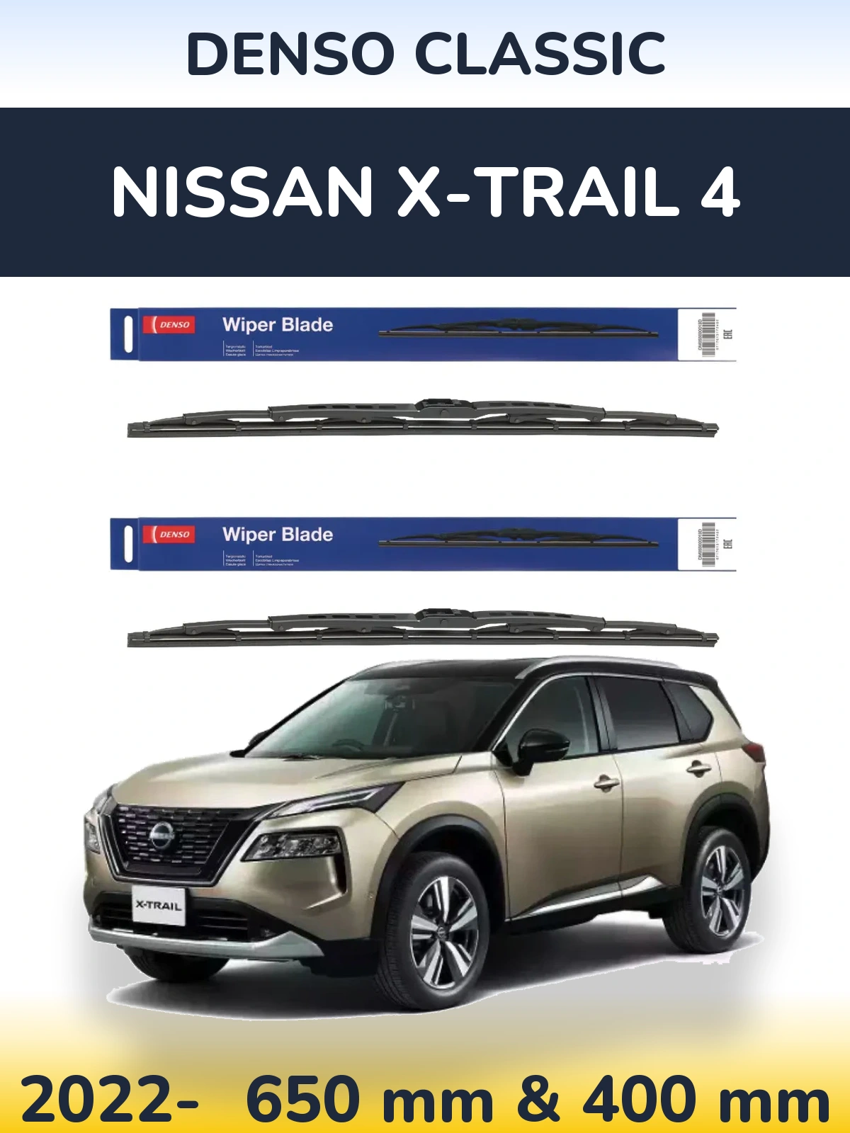 Komplet przednich wycieraczek Denso Classic 650 & 400 mm do Nissan X-Trail 4 2022-2026