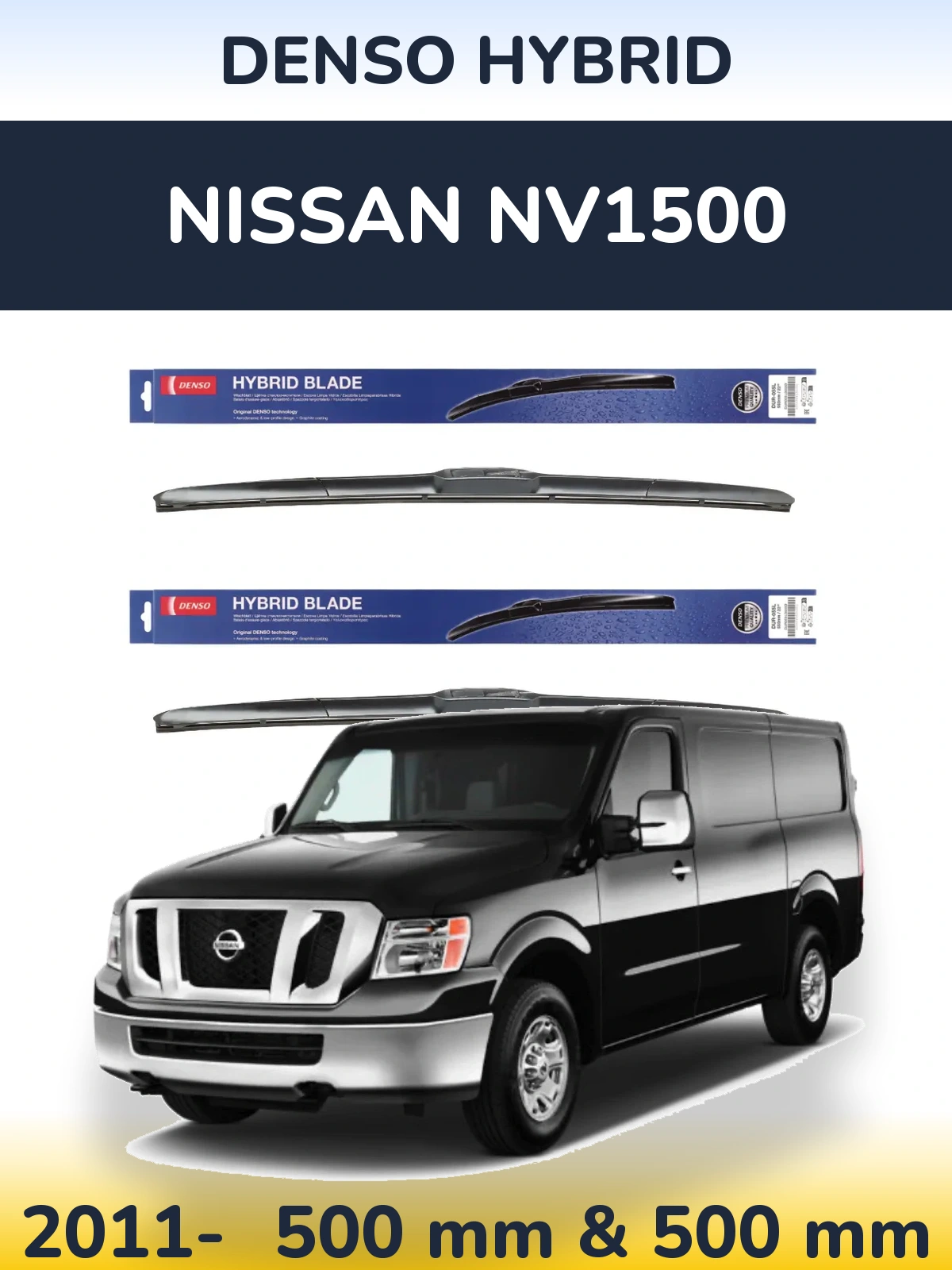 Komplet przednich wycieraczek Denso Hybrid 500 & 500 mm do Nissan NV1500 2011-2026