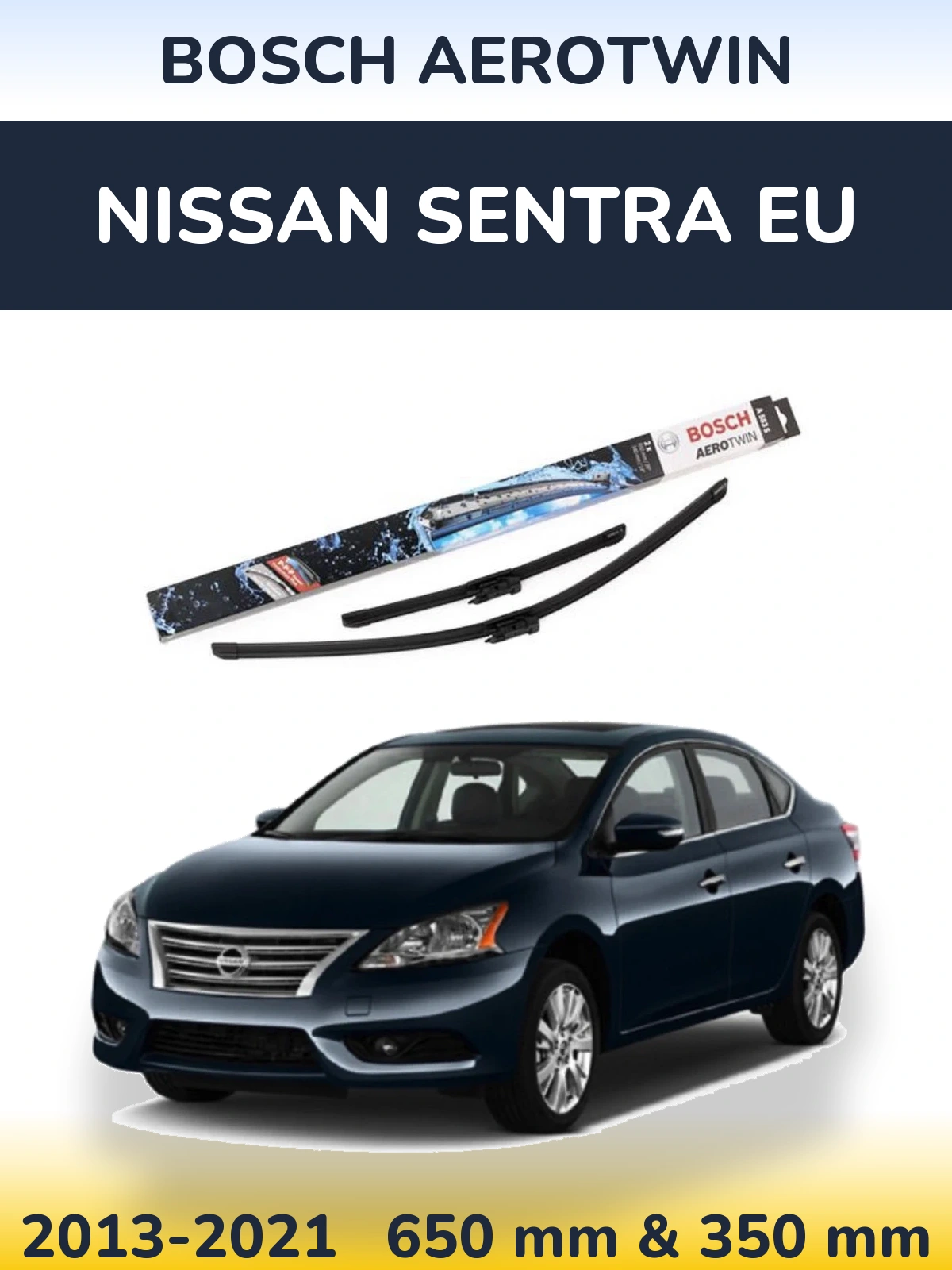 Комплект передних дворников BOSCH AeroTwin 650 & 340 мм для Nissan Sentra EU 2013-2021