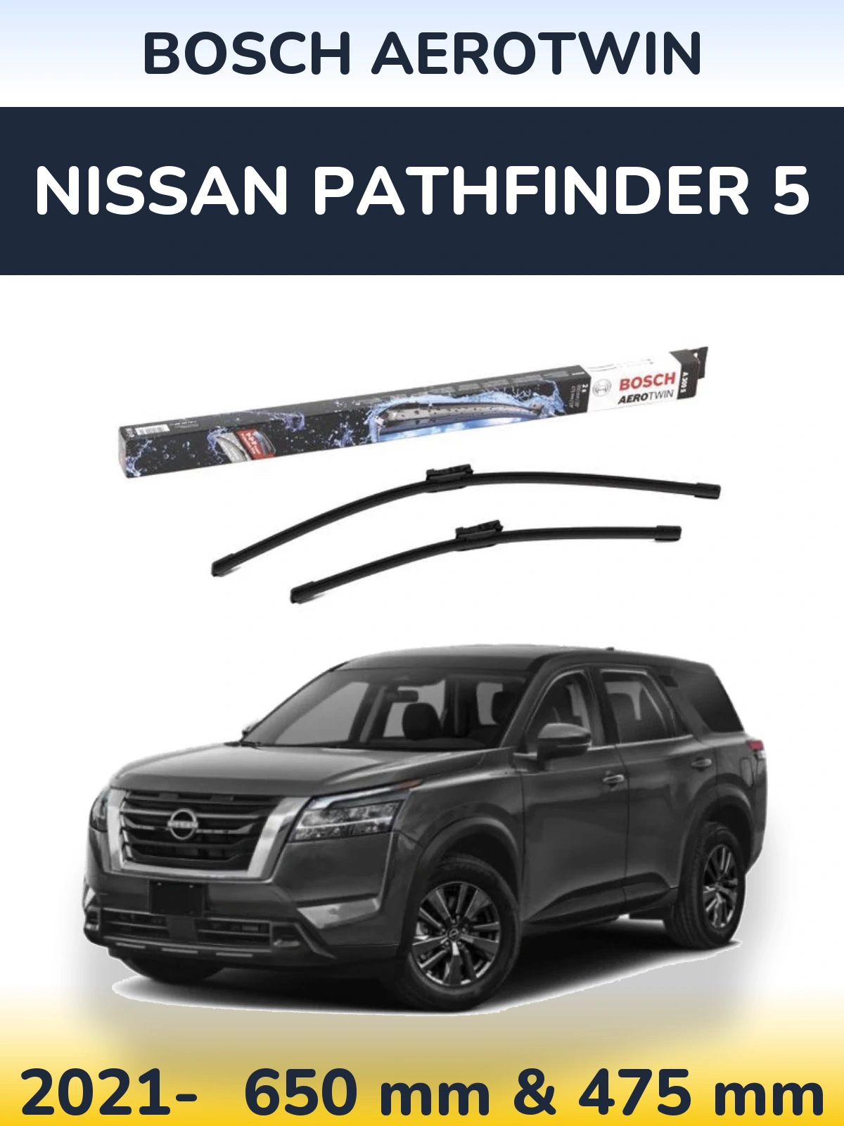 Komplet przednich wycieraczek BOSCH AeroTwin 650 & 475 mm do Nissan Pathfinder 5 2021-2026