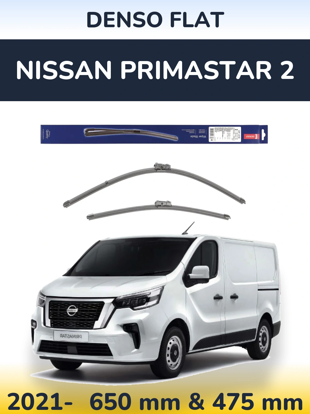 Komplet przednich wycieraczek Denso Flat 650 & 475 mm do Nissan Primastar 2 2021-2026