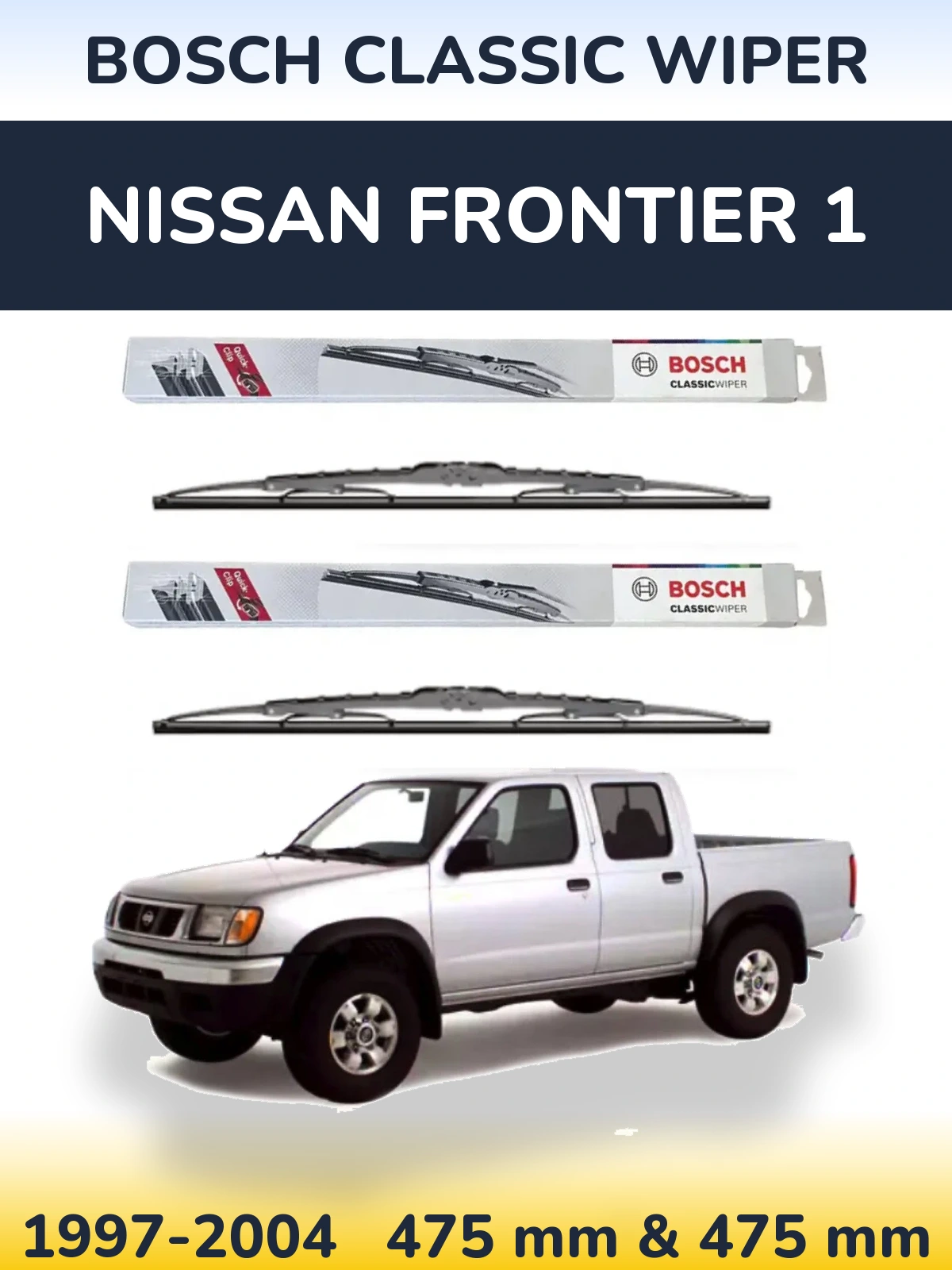 Komplet przednich wycieraczek BOSCH Classic Wiper 475 & 475 mm do Nissan Frontier 1 1997-2004