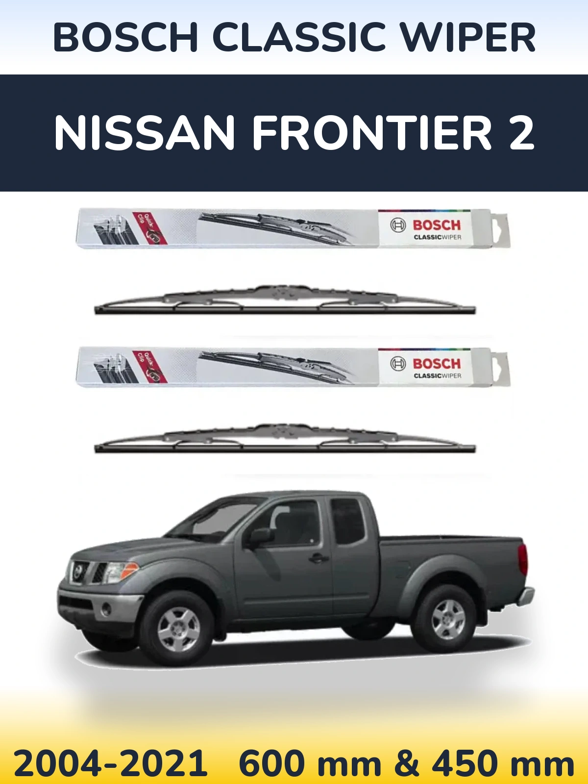 Komplet przednich wycieraczek BOSCH Classic Wiper 600 & 450 mm do Nissan Frontier 2 2004-2021
