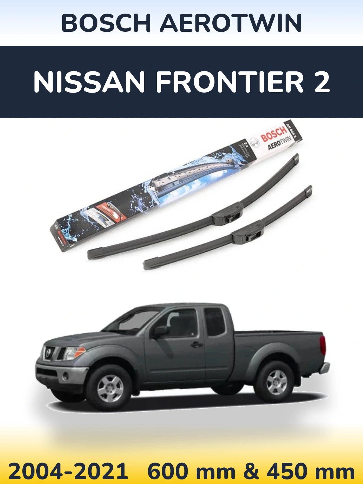 Komplet przednich wycieraczek BOSCH AeroTwin 600 & 450 mm do Nissan Frontier 2 2004-2021