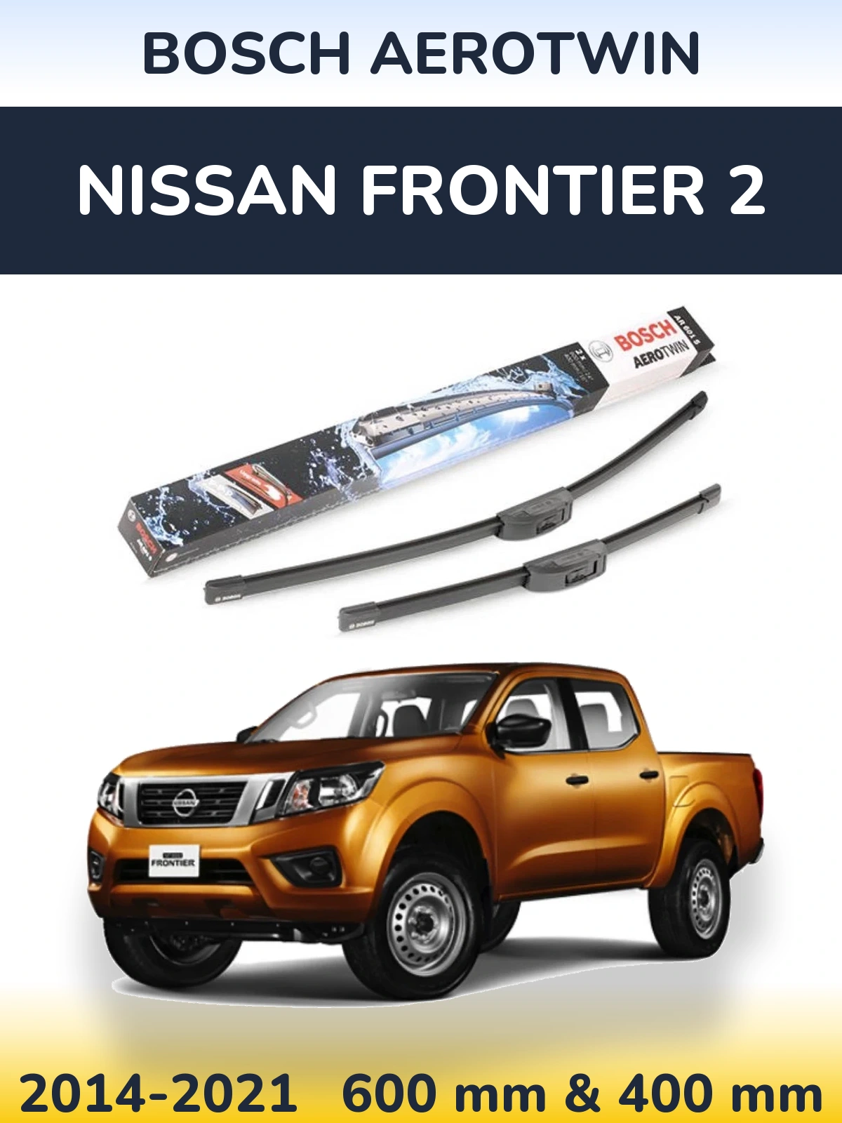 Комплект передних дворников BOSCH AeroTwin 600 & 400 мм для Nissan Frontier 2 2014-2021