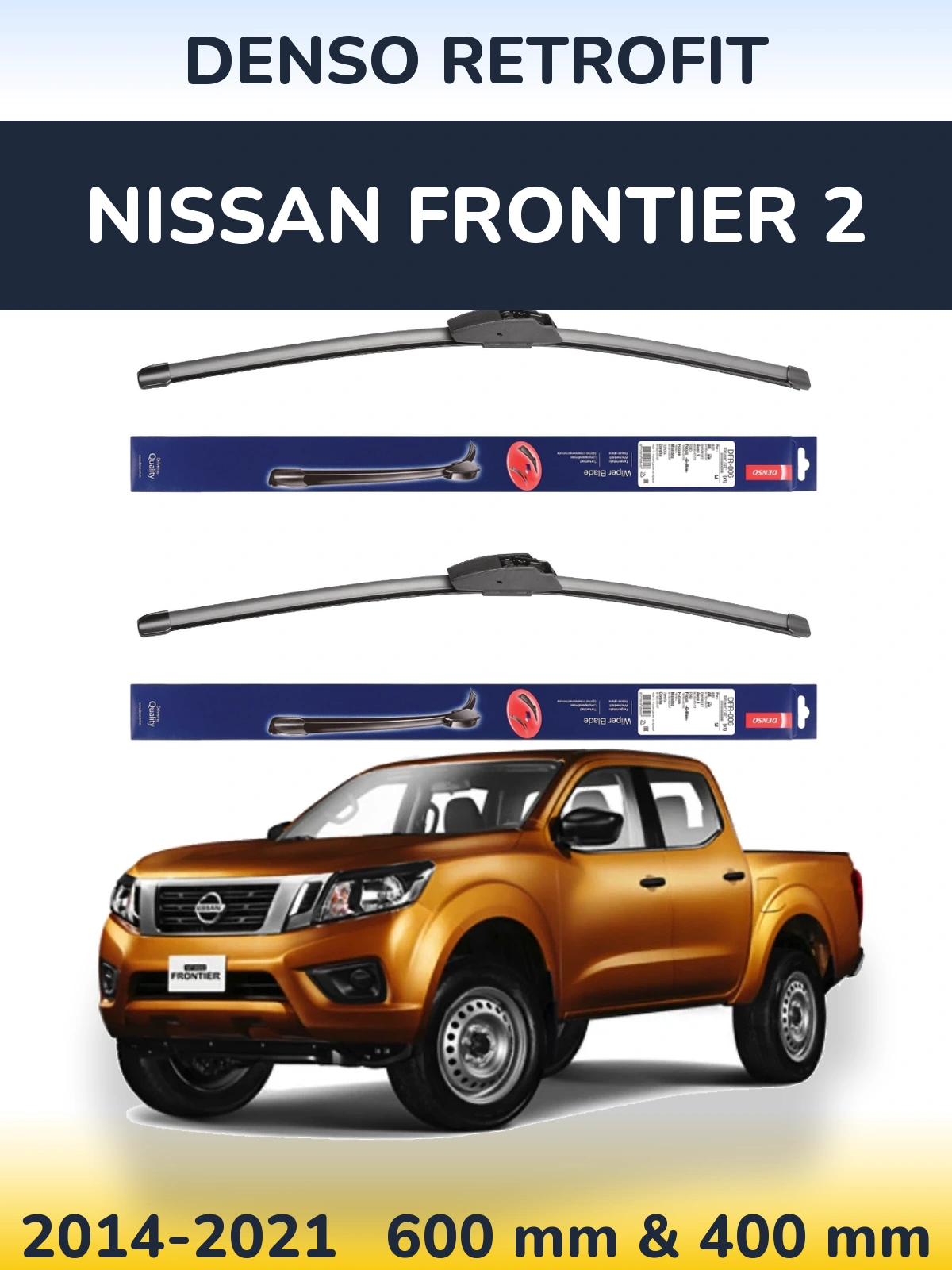 Komplet przednich wycieraczek Denso Retrofit 600 & 400 mm do Nissan Frontier 2 2014-2021