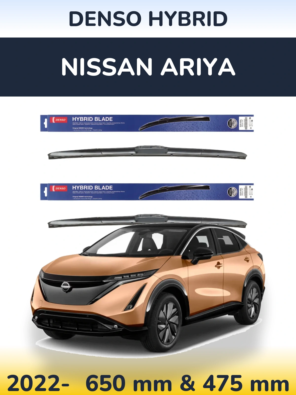 Komplet przednich wycieraczek Denso Hybrid 650 & 475 mm do Nissan Ariya 2022-2026
