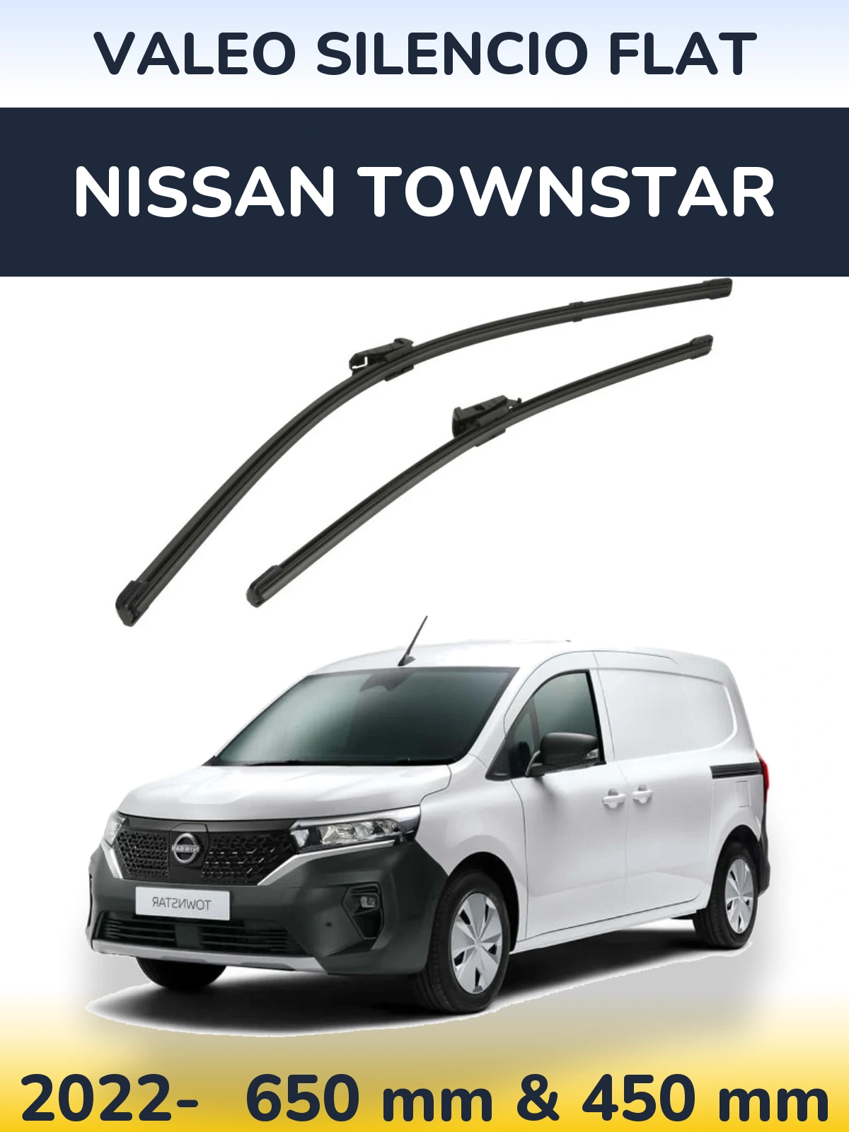 Комплект передних дворников Valeo Silencio Flat 650 & 450 мм для Nissan Townstar 2022-2026