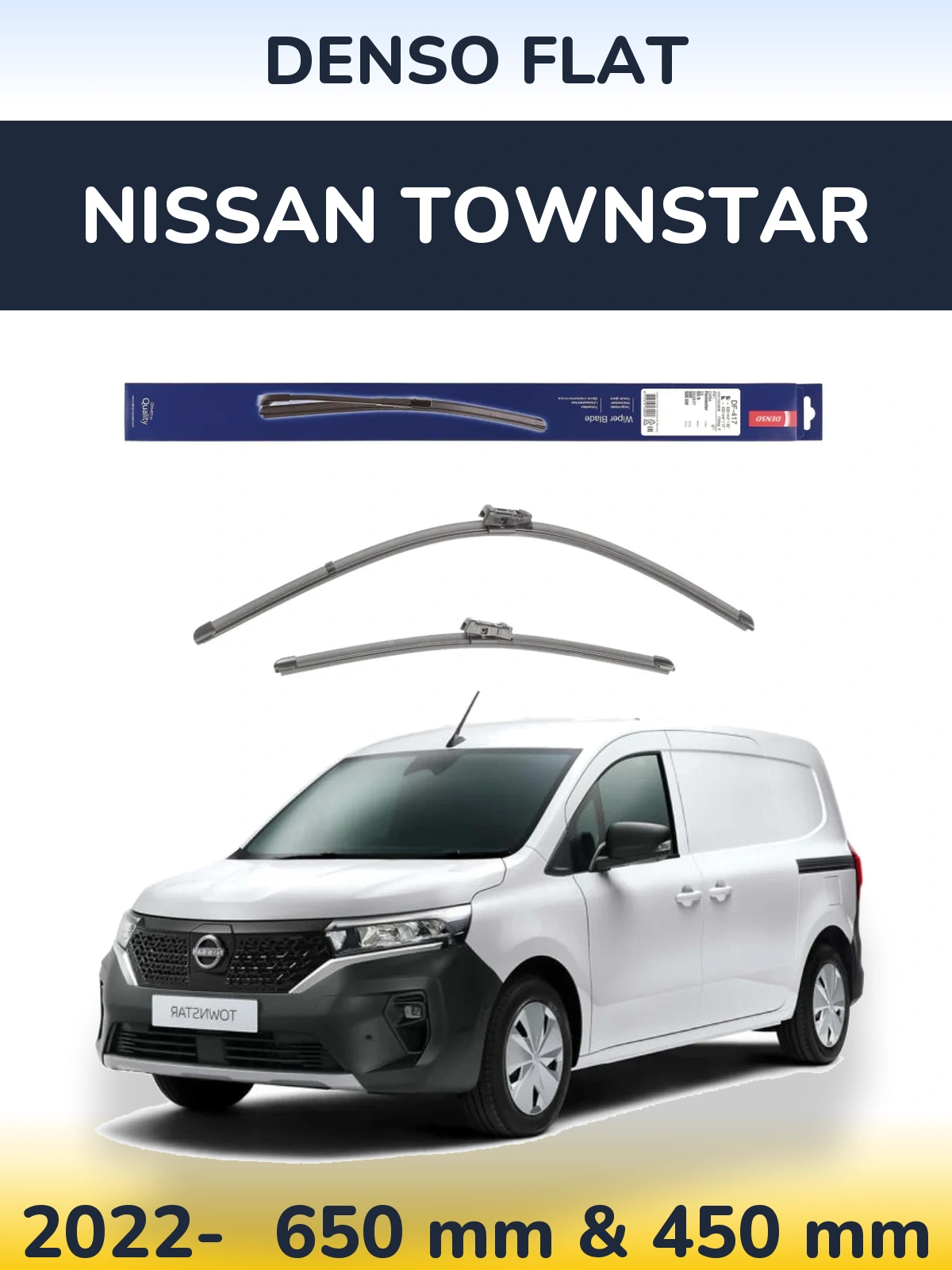 Комплект передних дворников Denso Flat 650 & 450 мм для Nissan Townstar 2022-2026