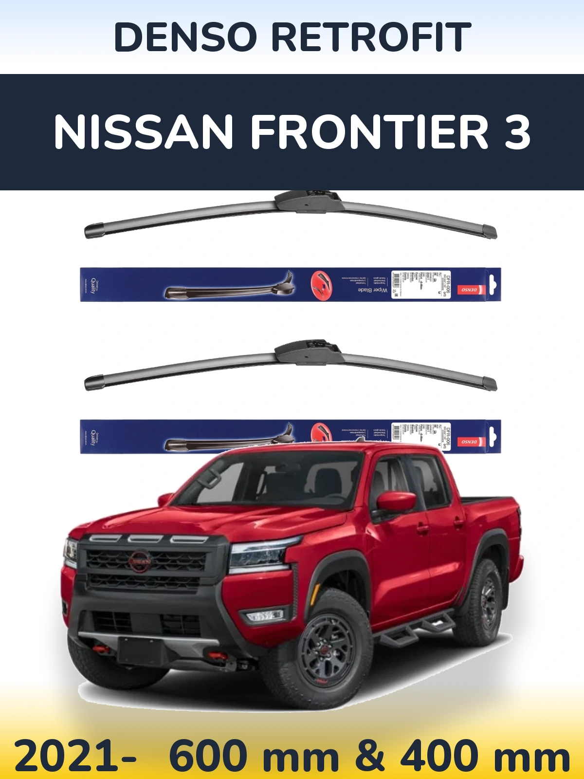 Комплект передних дворников Denso Retrofit 600 & 400 мм для Nissan Frontier 3 2021-2026