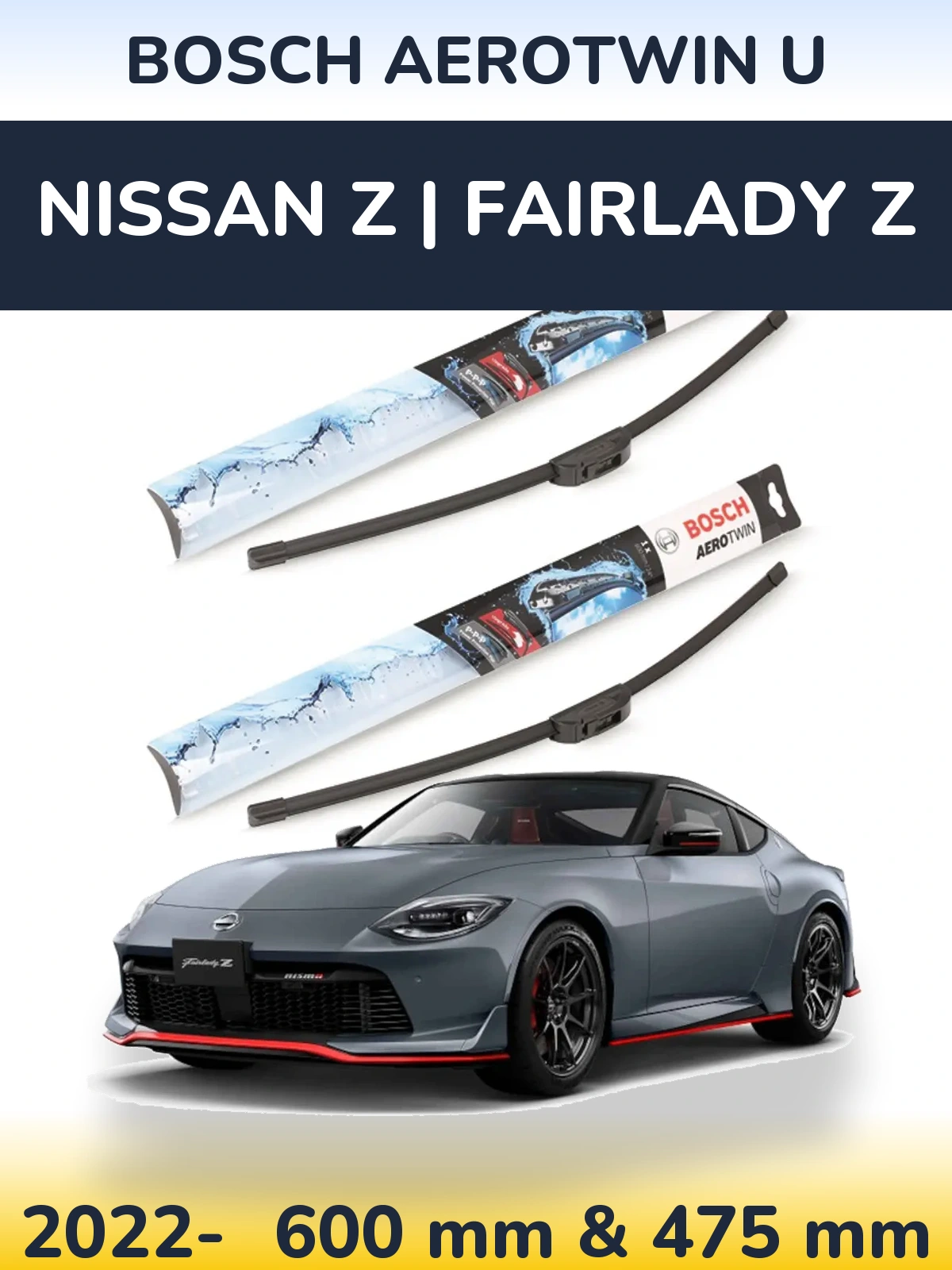Komplet przednich wycieraczek BOSCH AeroTwin U 600 & 475 mm do Nissan Z | Fairlady Z 2022-2026