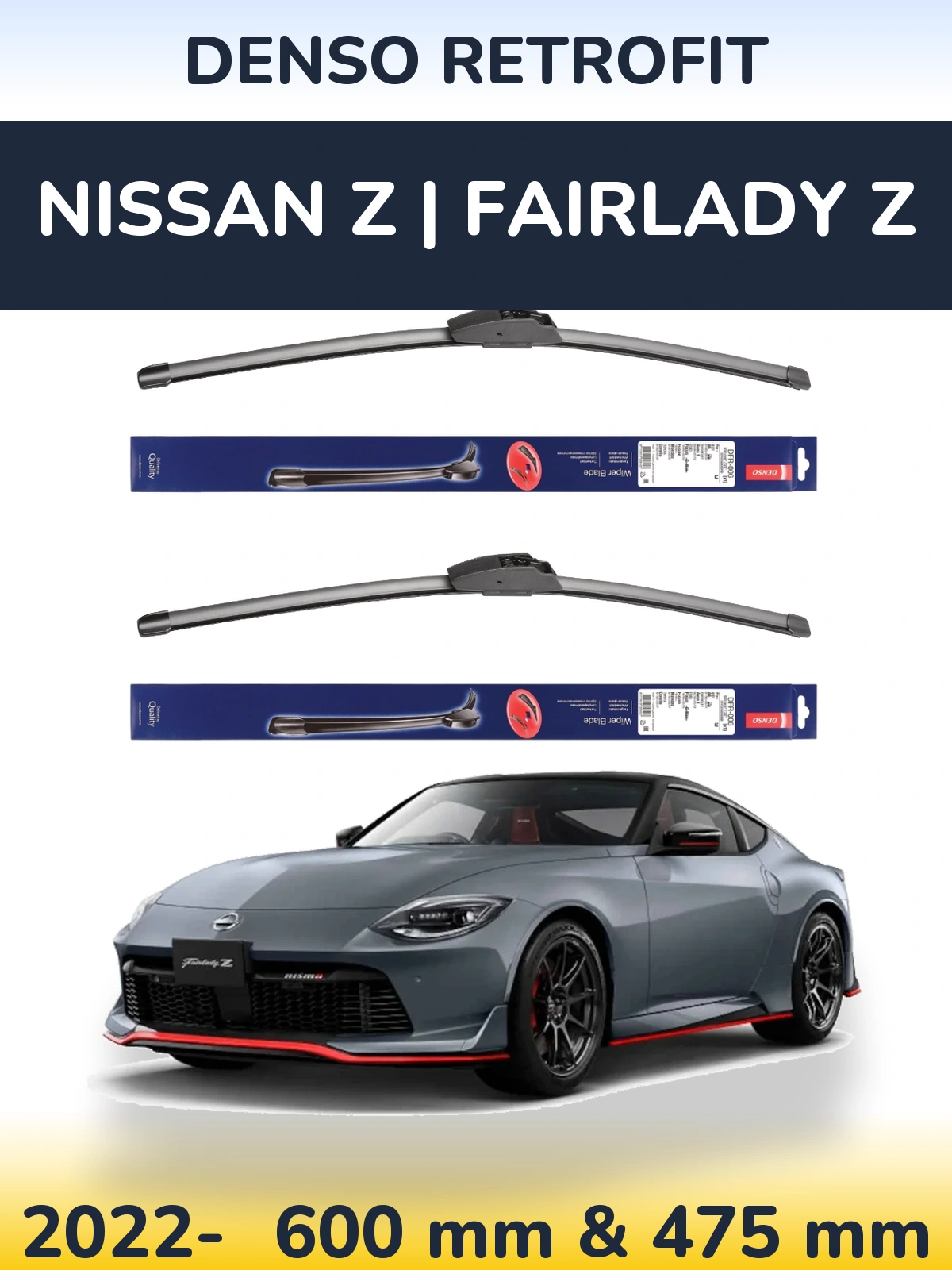 Komplet przednich wycieraczek Denso Retrofit 600 & 475 mm do Nissan Z | Fairlady Z 2022-2026