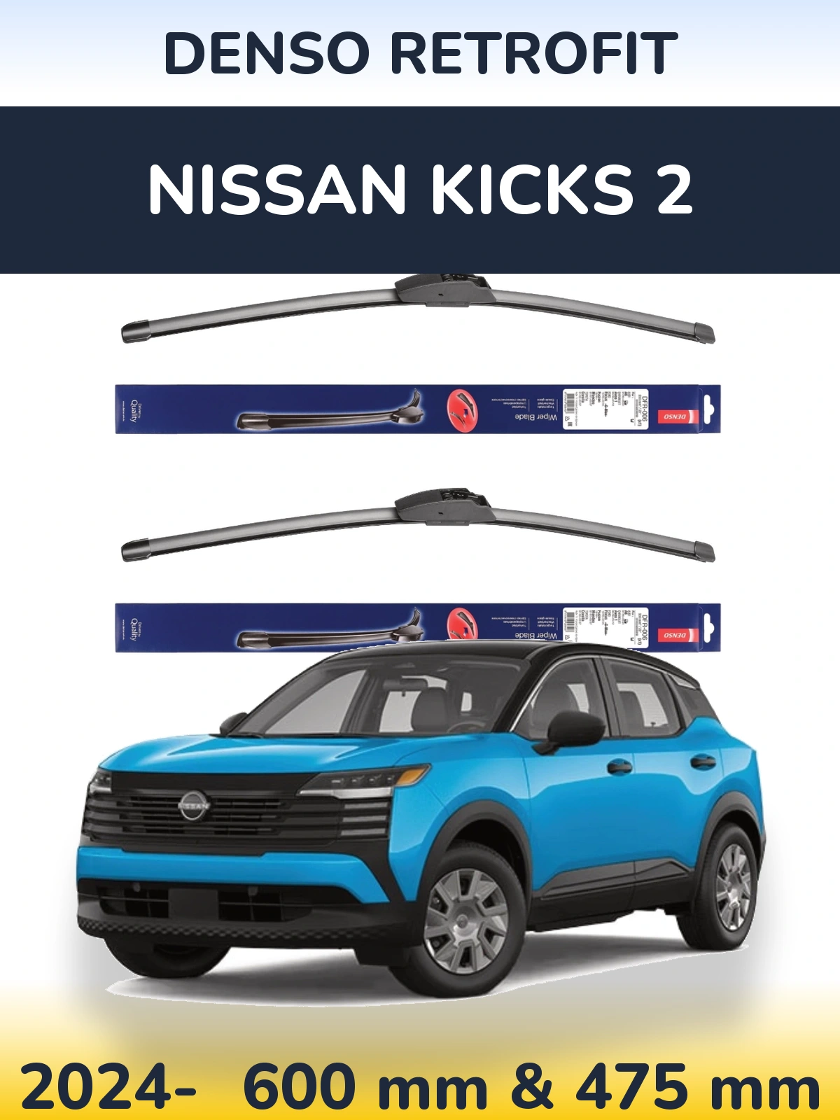 Komplet przednich wycieraczek Denso Retrofit 600 & 475 mm do Nissan Kicks 2 2024-2026