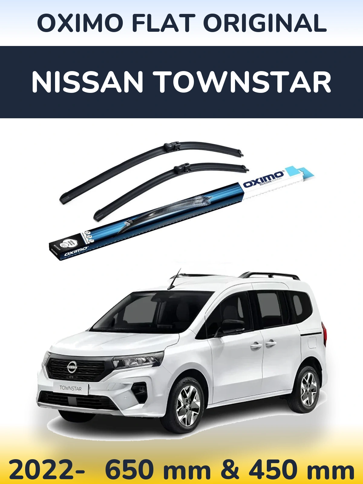 Komplet przednich wycieraczek Oximo Flat Original 650 & 450 mm do Nissan Townstar 2022-2026