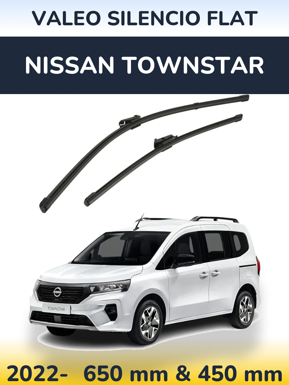 Комплект передних дворников Valeo Silencio Flat 650 & 450 мм для Nissan Townstar 2022-2026