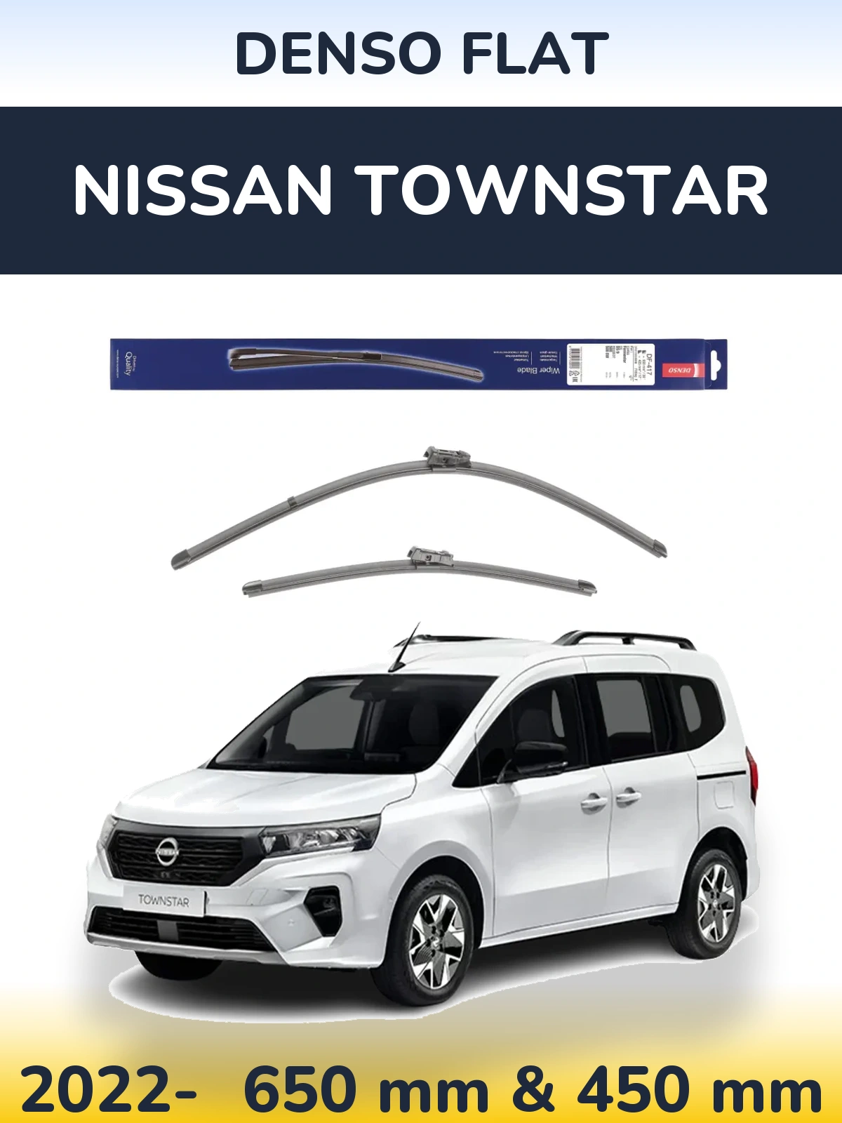 Комплект передних дворников Denso Flat 650 & 450 мм для Nissan Townstar 2022-2026