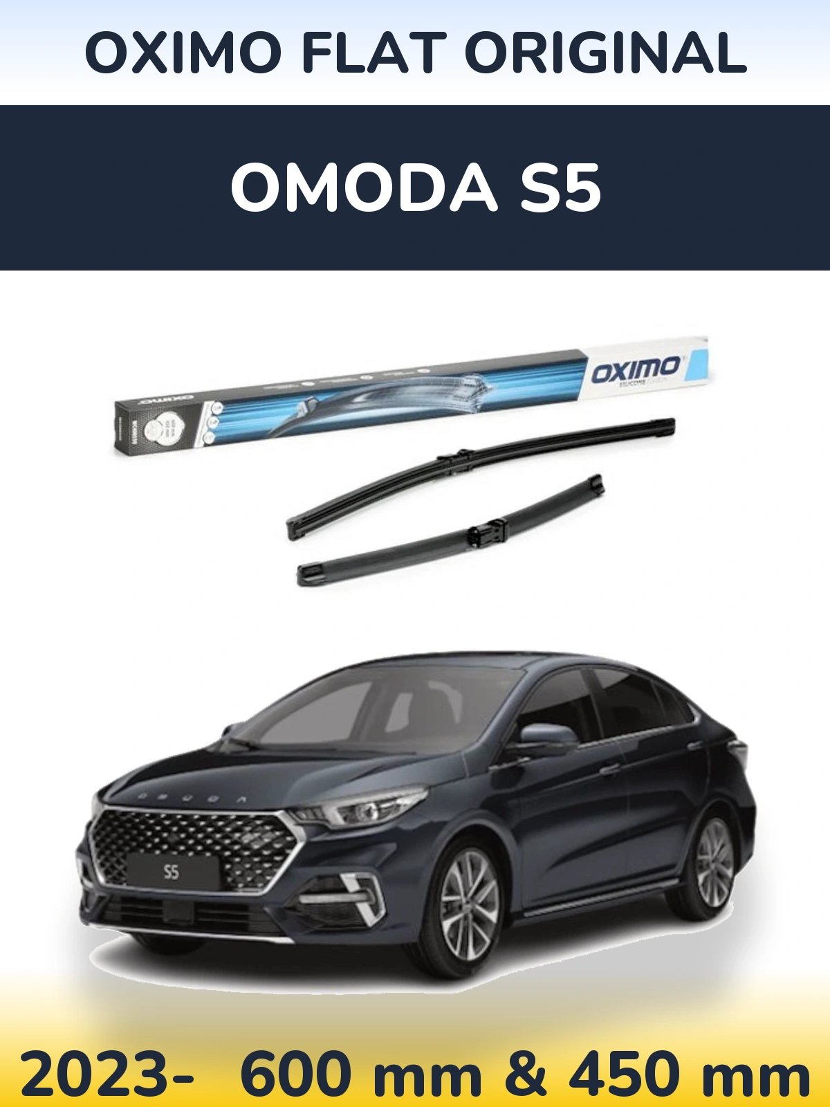 Komplet przednich wycieraczek Oximo Flat Original 600 & 450 mm do Omoda S5 2023-2026