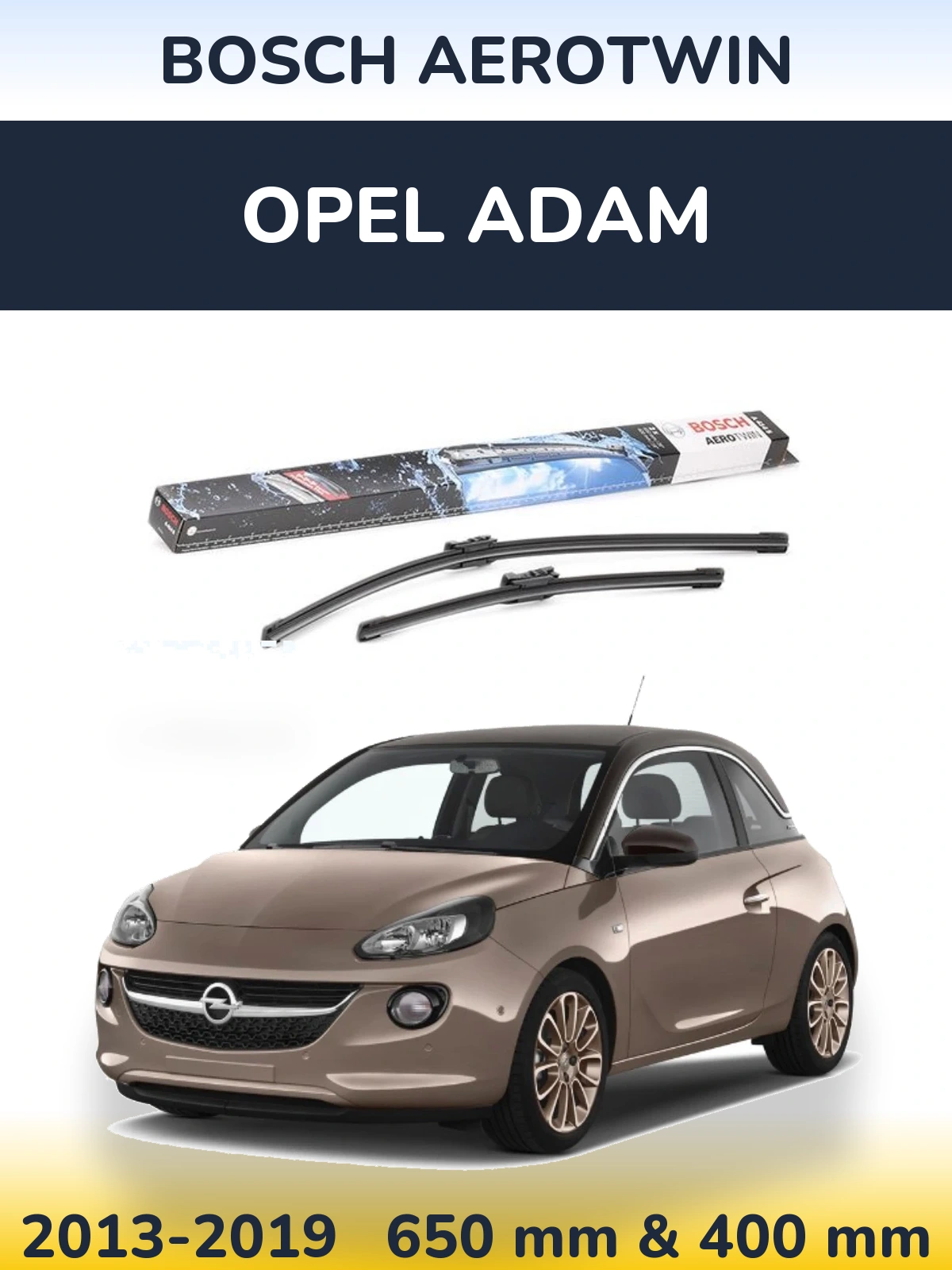 Komplet przednich wycieraczek BOSCH AeroTwin 650 & 400 mm do Opel Adam 2013-2019