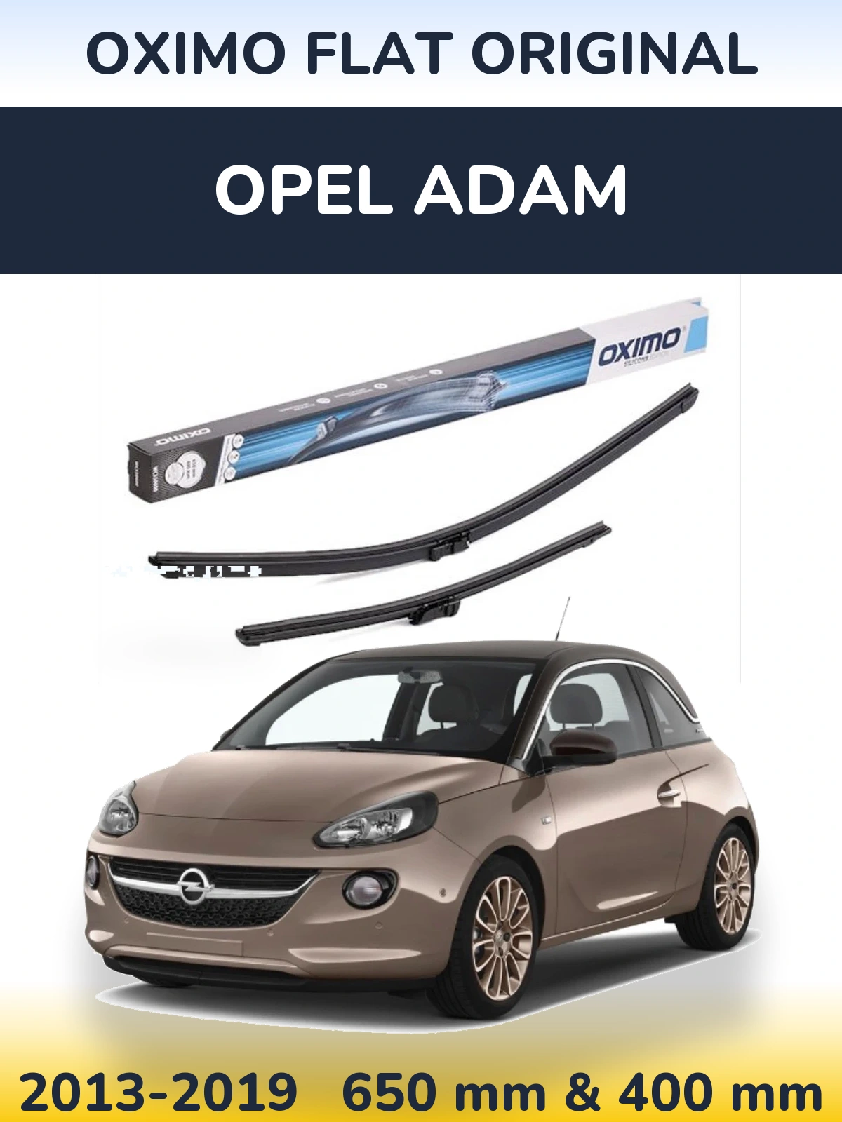 Комплект передних дворников Oximo Flat Original 650 & 400 мм для Opel Adam 2013-2019