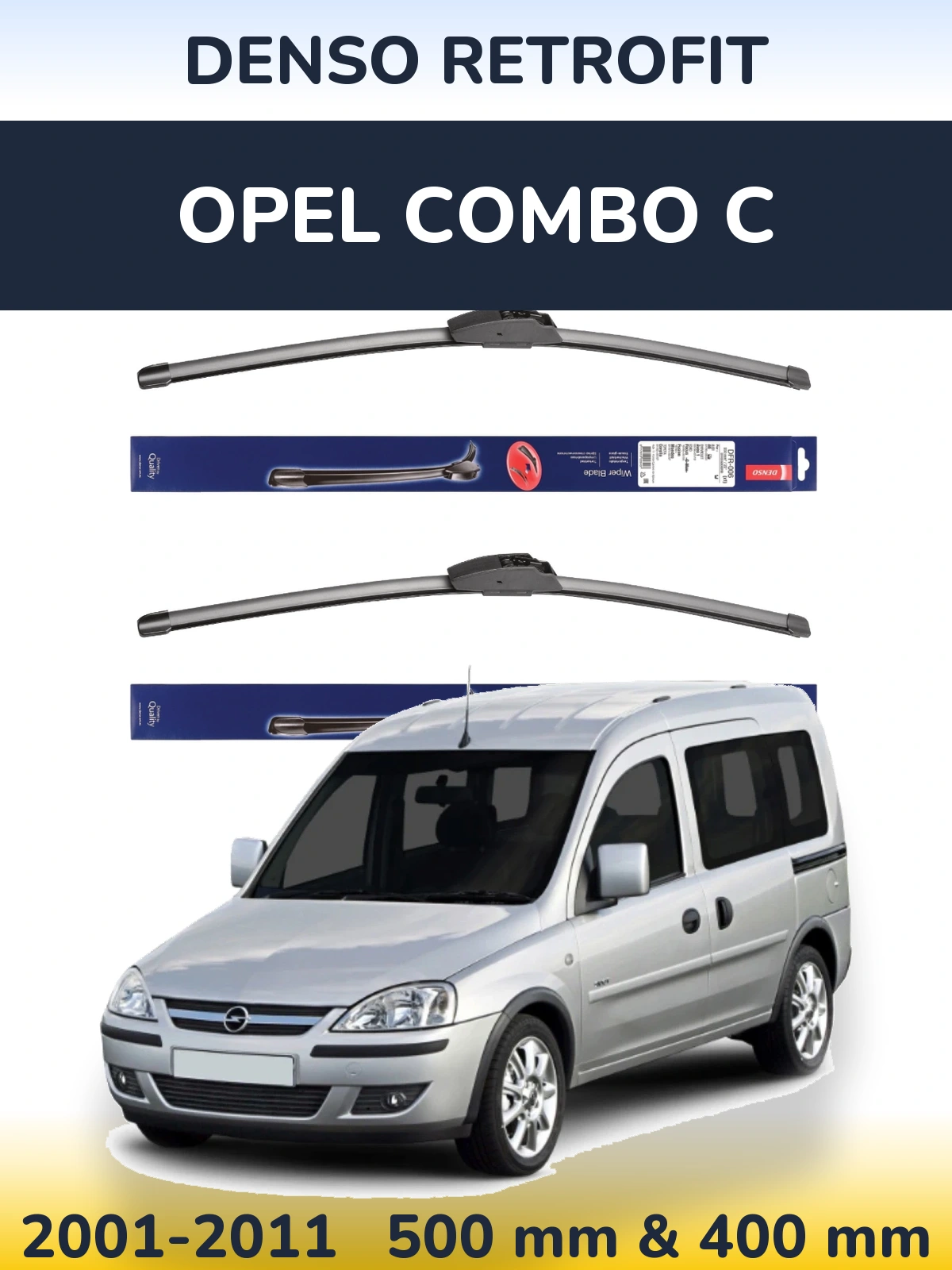 Komplet przednich wycieraczek Denso Retrofit 500 & 400 mm do Opel Combo C 2001-2011