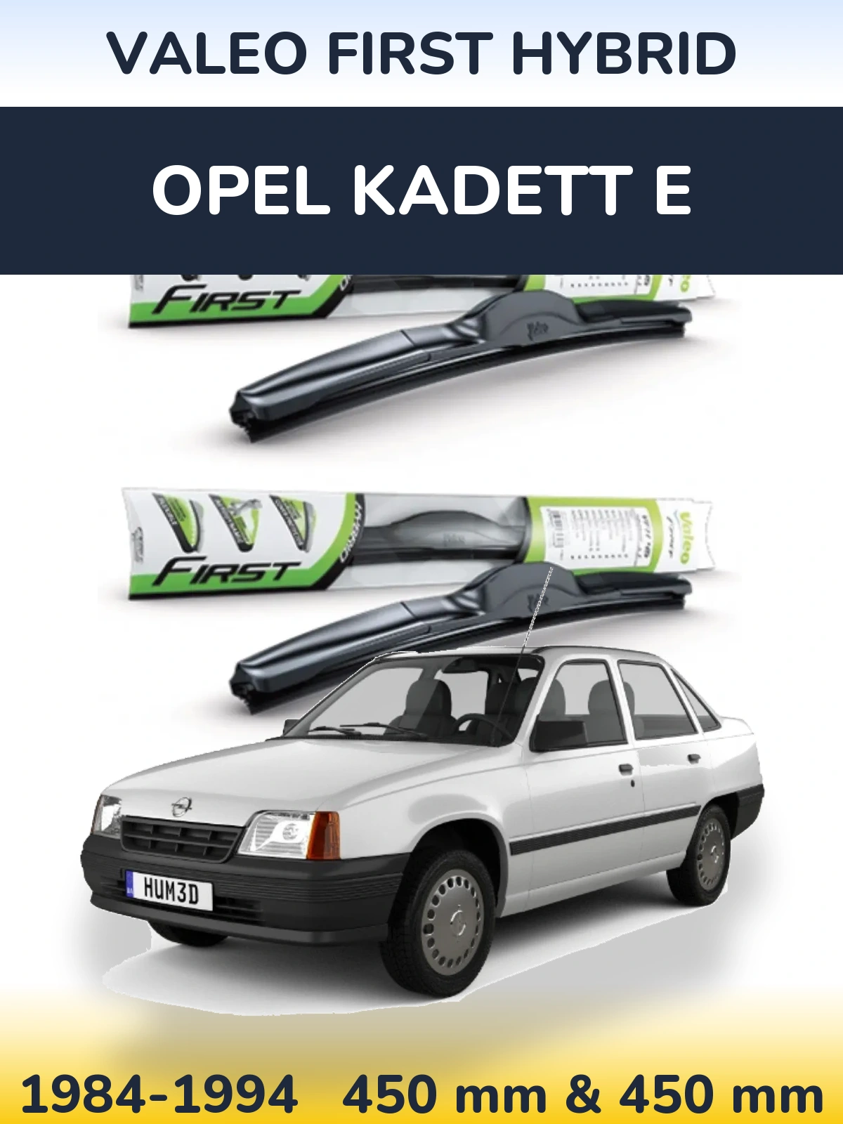 Komplet przednich wycieraczek Valeo First Hybrid 450 & 450 mm do Opel Kadett E 1984-1994