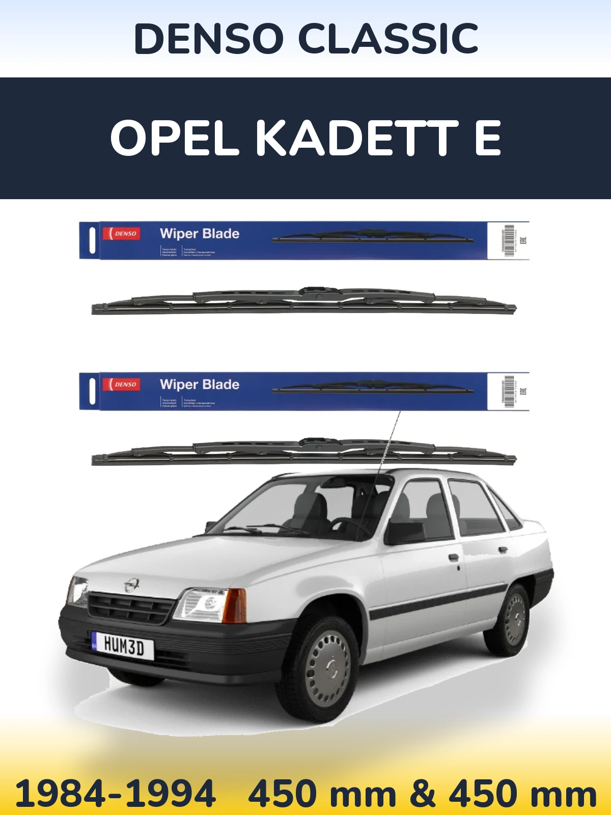Komplet przednich wycieraczek Denso Classic 450 & 450 mm do Opel Kadett E 1984-1994