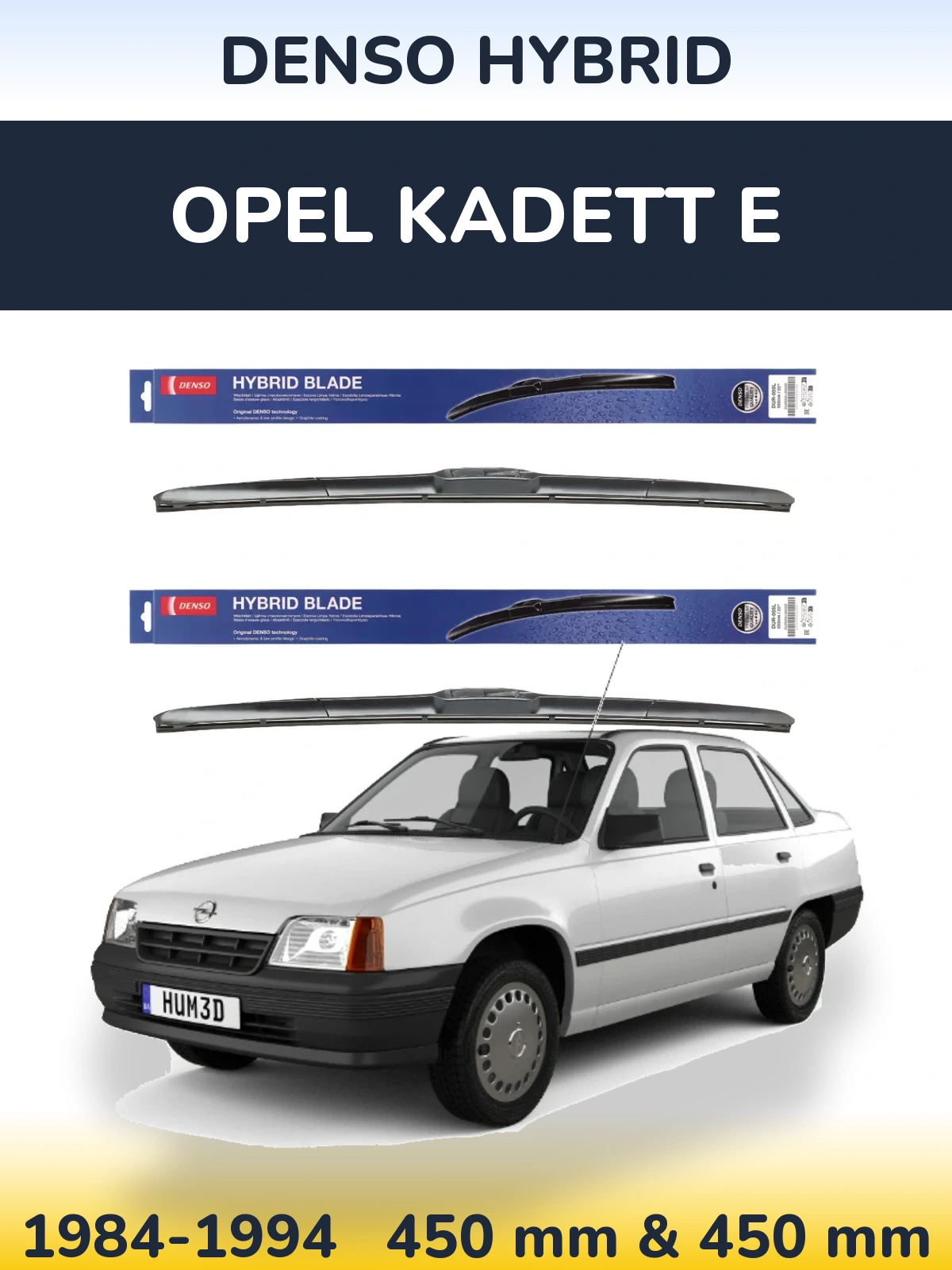 Komplet przednich wycieraczek Denso Hybrid 450 & 450 mm do Opel Kadett E 1984-1994
