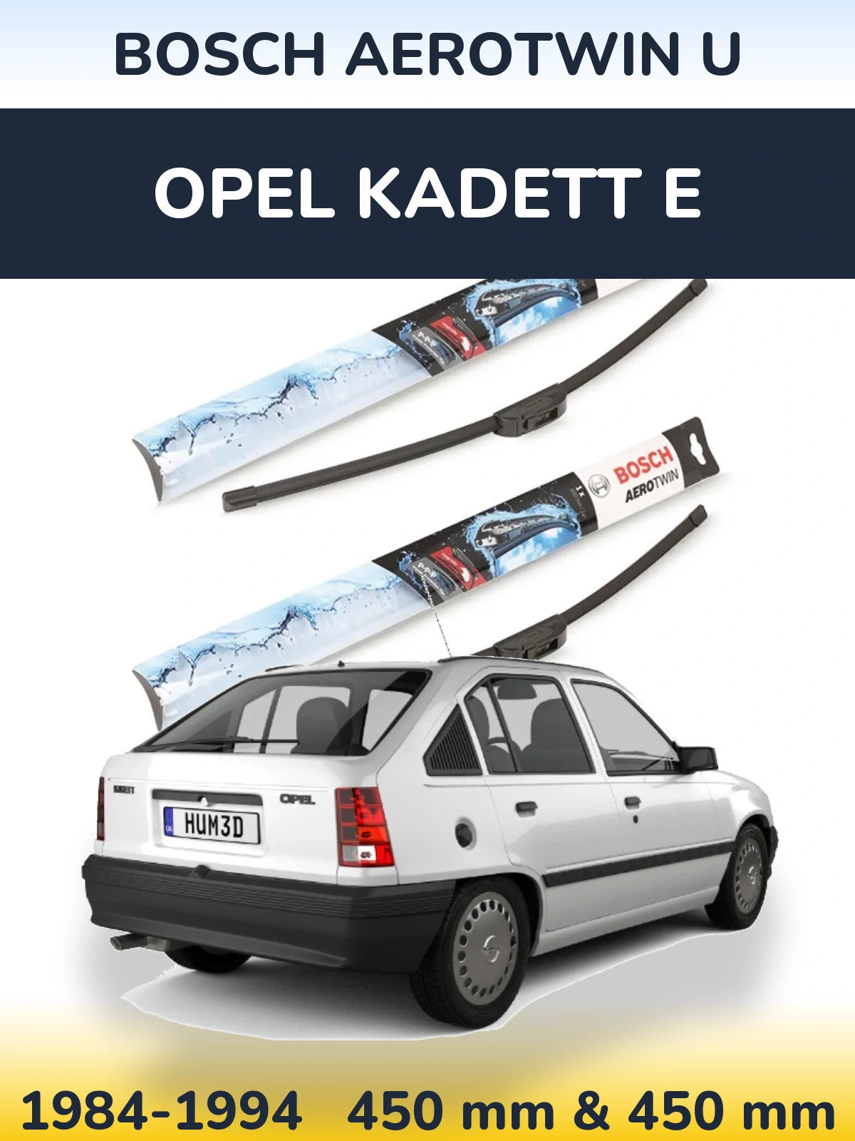 Komplet przednich wycieraczek BOSCH AeroTwin U 450 & 450 mm do Opel Kadett E 1984-1994