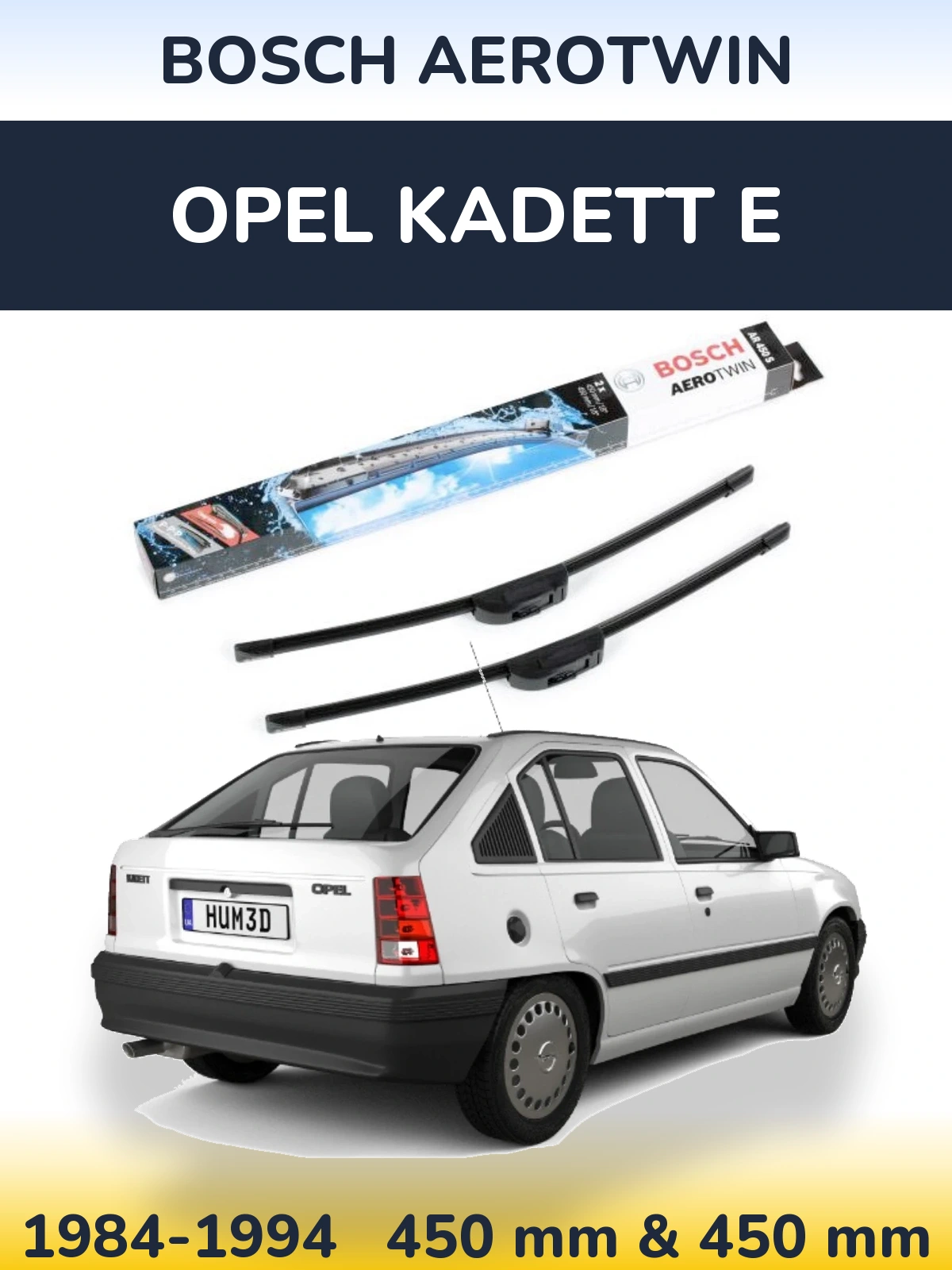 Komplet przednich wycieraczek BOSCH AeroTwin 450 & 450 mm do Opel Kadett E 1984-1994