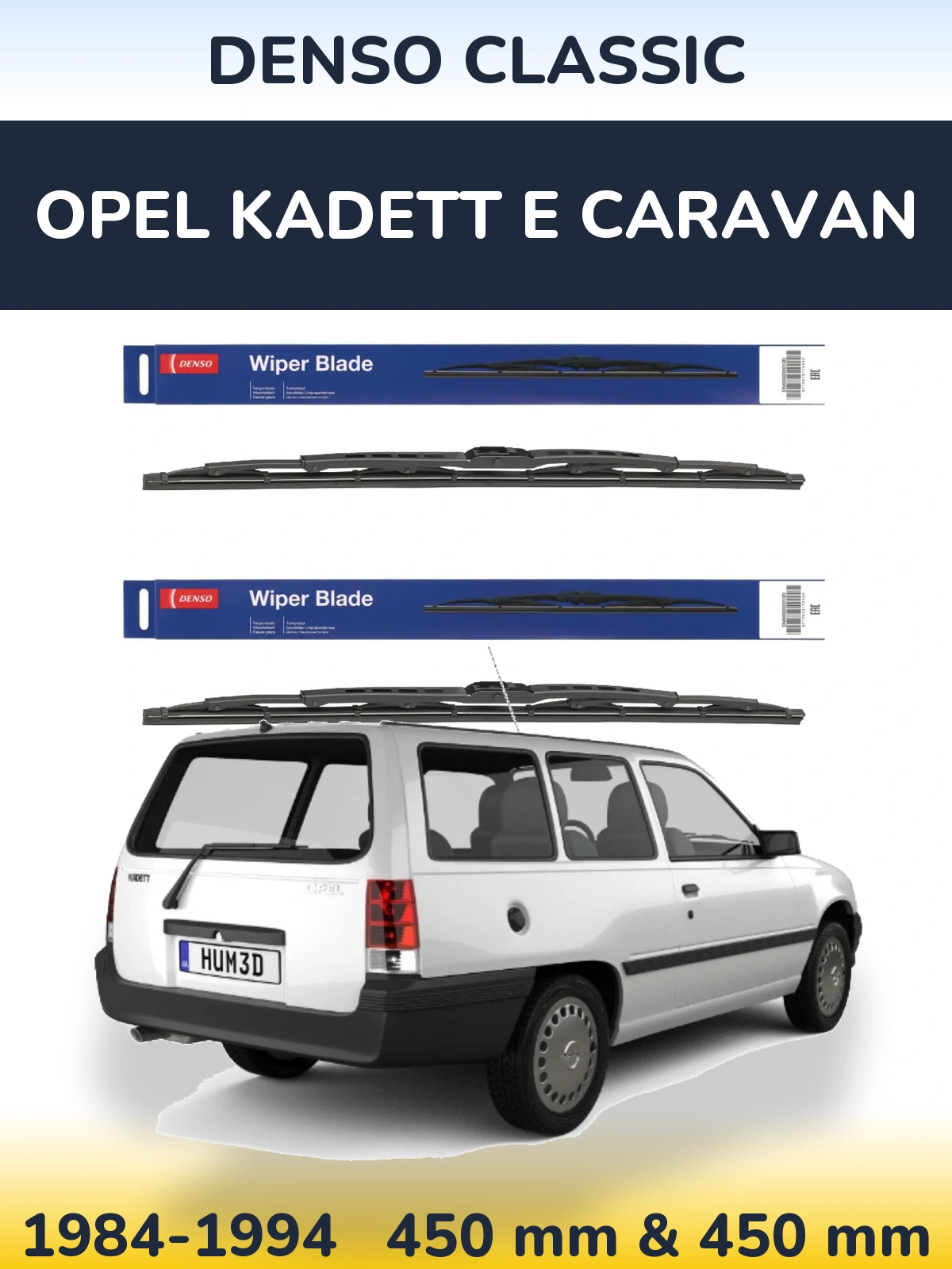 Komplet przednich wycieraczek Denso Classic 450 & 450 mm do Opel Kadett E Caravan 1984-1994