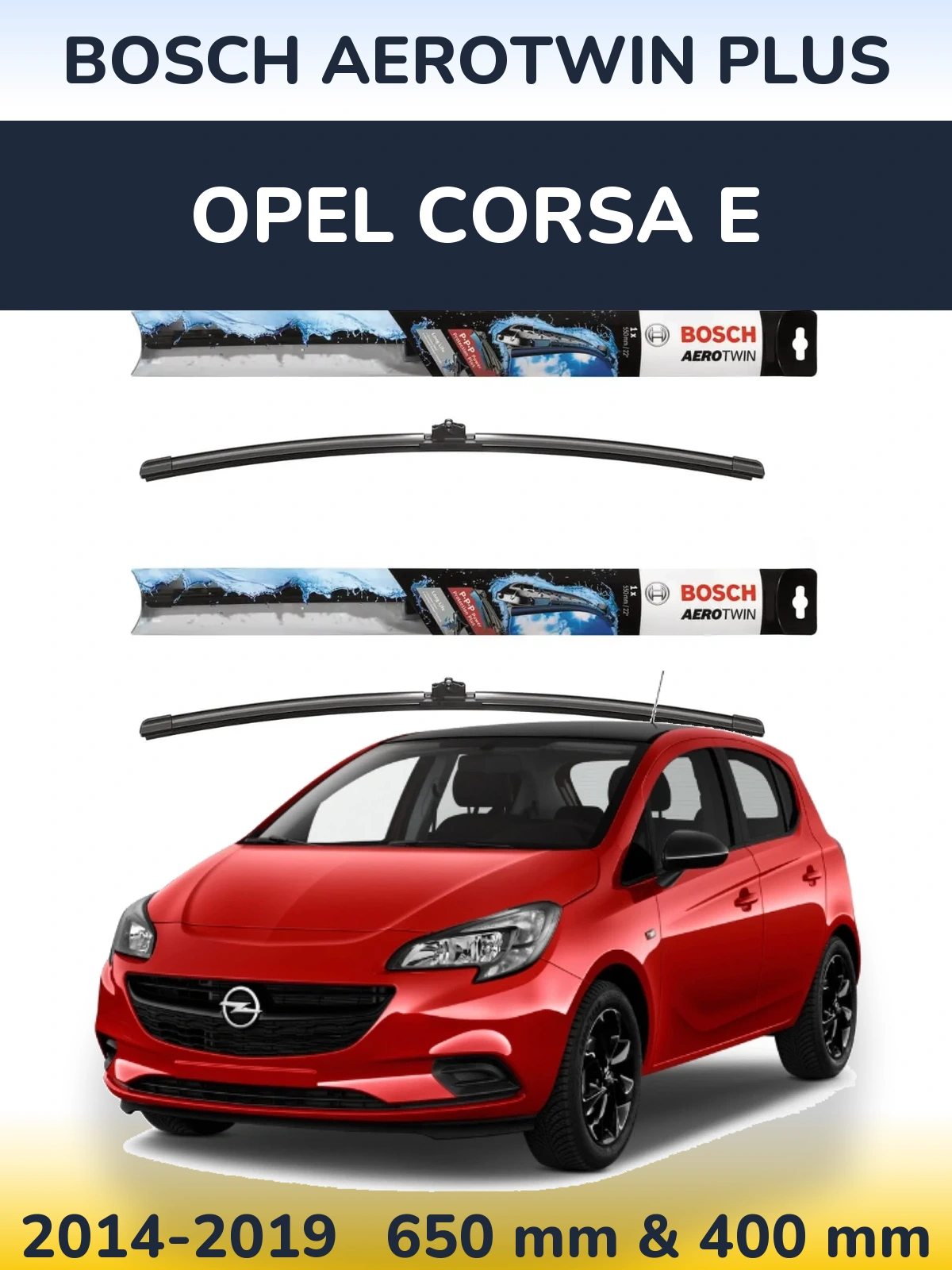 Komplet przednich wycieraczek BOSCH AeroTwin Plus 650 & 400 mm do Opel Corsa E 2014-2019