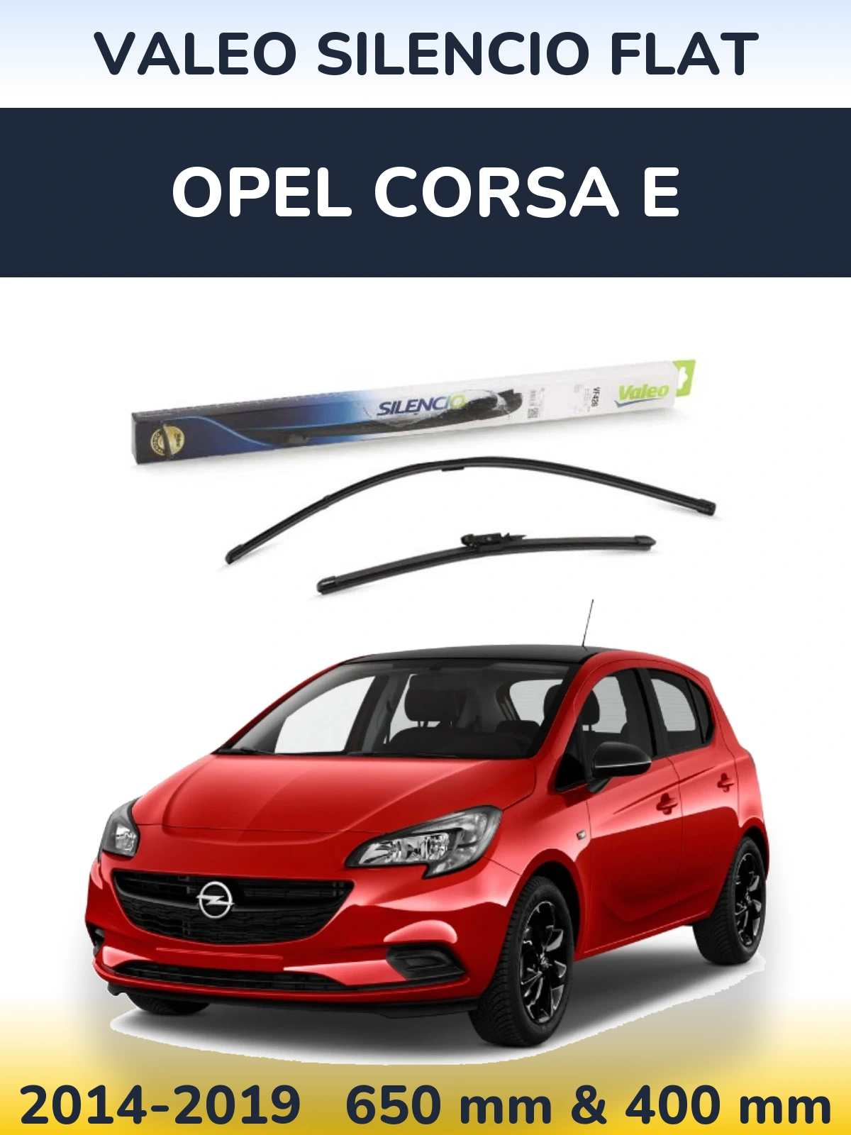 Комплект передних дворников Valeo Silencio Flat 650 & 400 мм для Opel Corsa E 2014-2019
