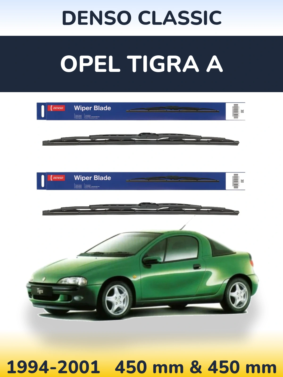 Komplet przednich wycieraczek Denso Classic 450 & 450 mm do Opel Tigra A 1994-2001