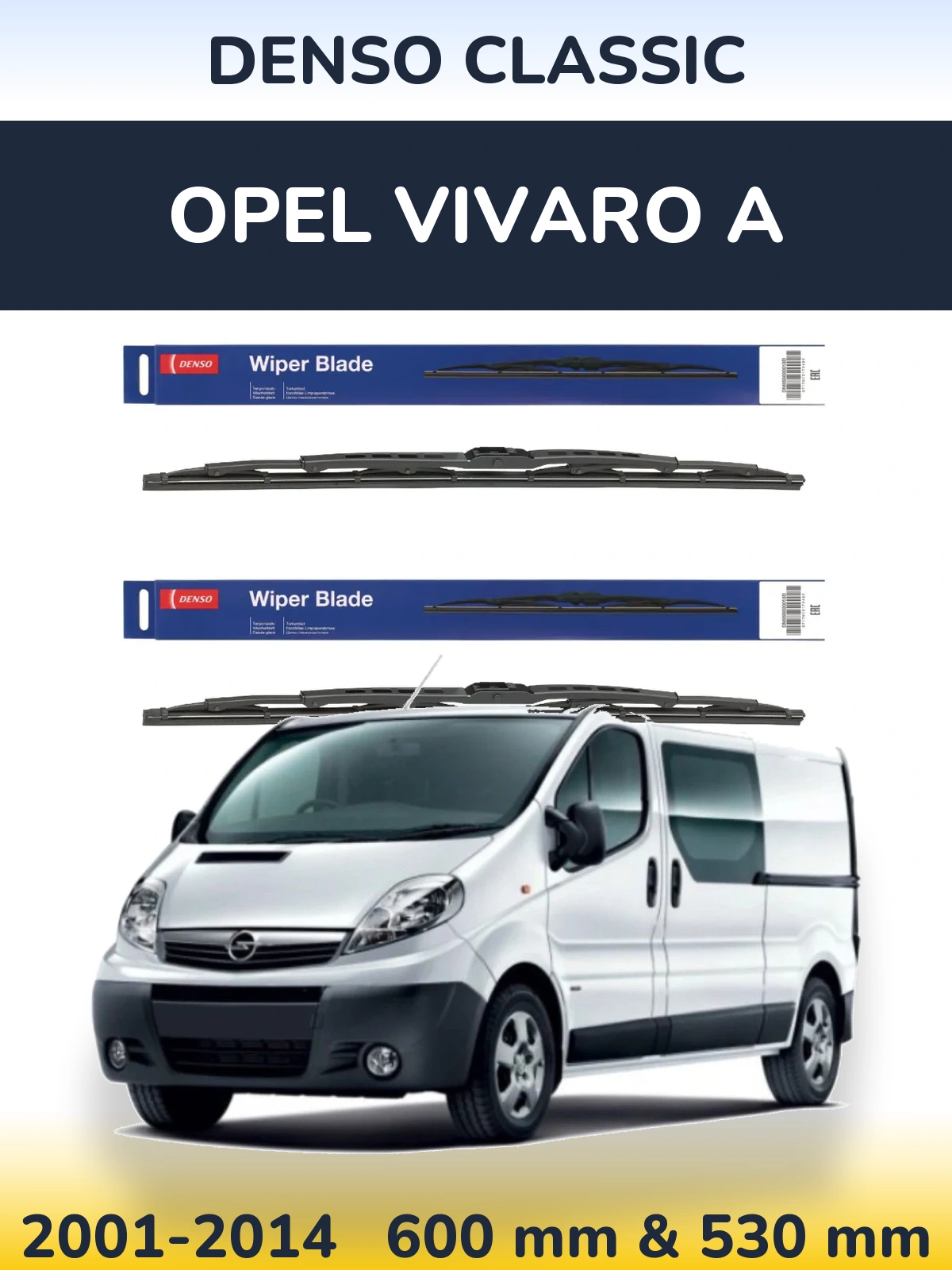Komplet przednich wycieraczek Denso Classic 600 & 530 mm do Opel Vivaro A 2001-2014