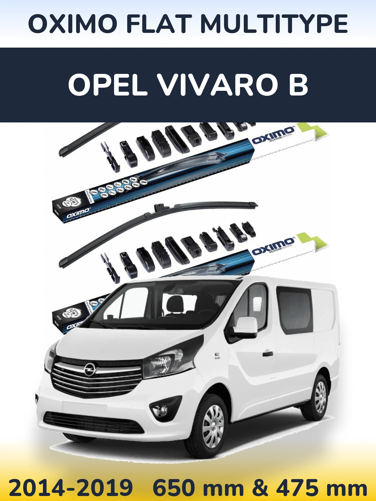 Komplet przednich wycieraczek Oximo Flat MultiType 650 & 475 mm do Opel Vivaro B 2014-2019