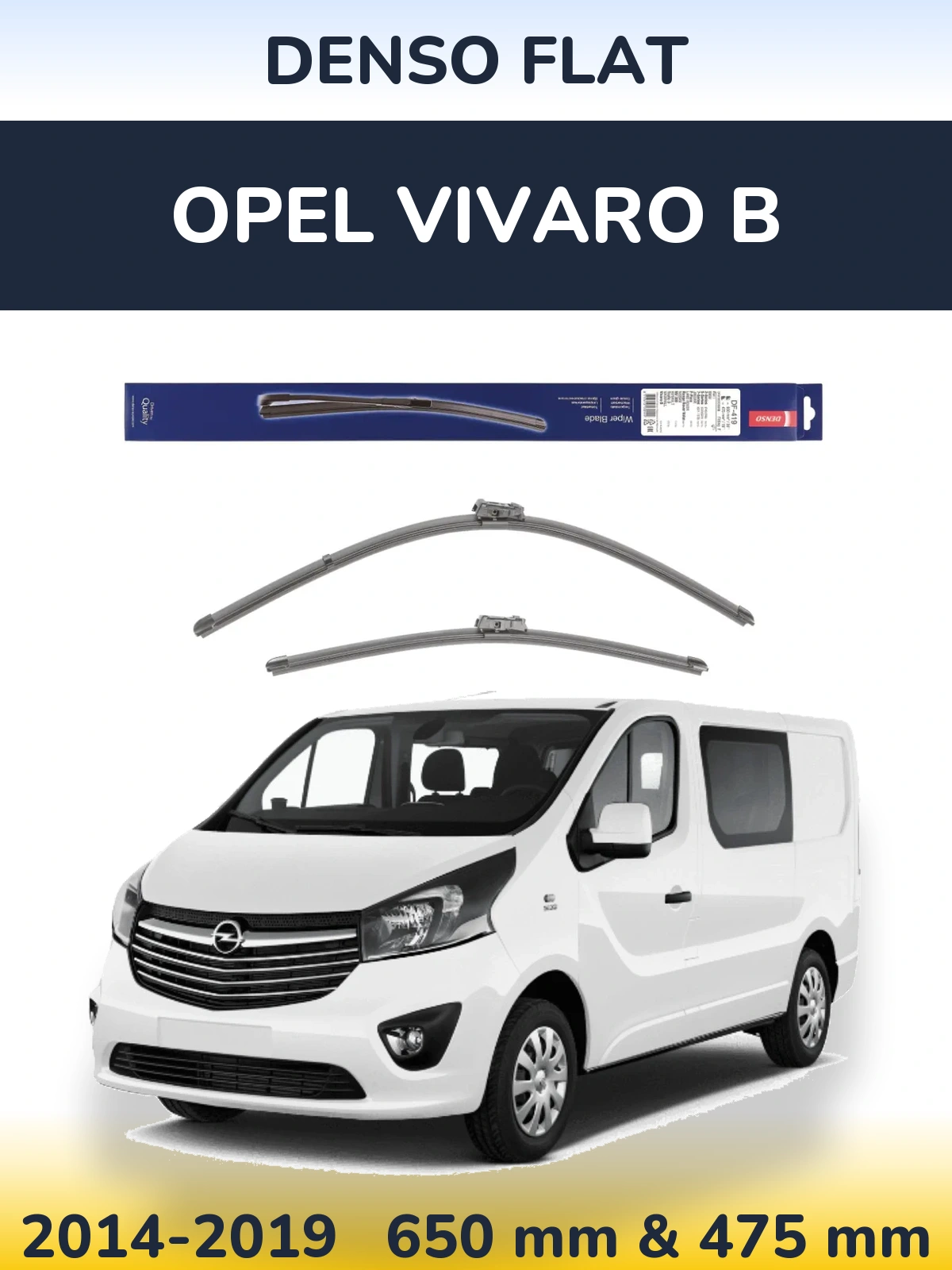 Front wiper blade set Denso Flat 650 & 475 mm for Opel Vivaro B 2014-2019
