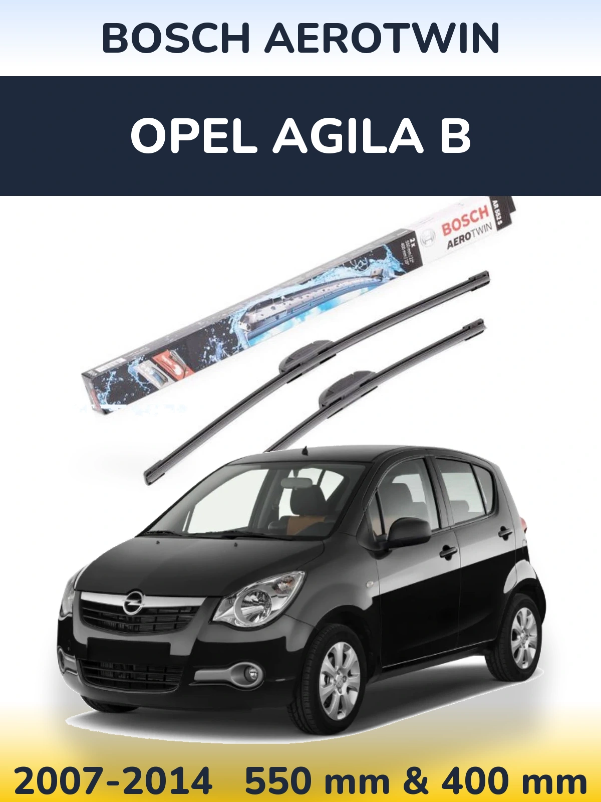 Комплект передних дворников BOSCH AeroTwin 550 & 400 мм для Opel Agila B 2007-2014