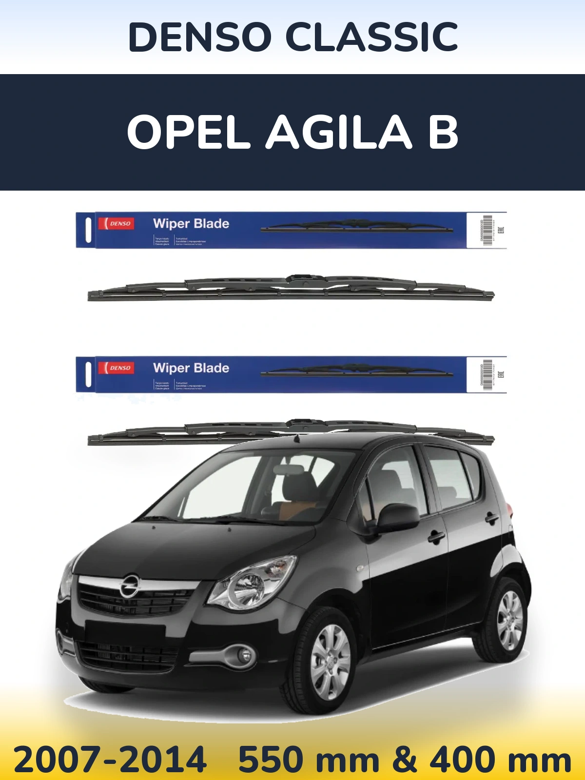 Komplet przednich wycieraczek Denso Classic 550 & 400 mm do Opel Agila B 2007-2014